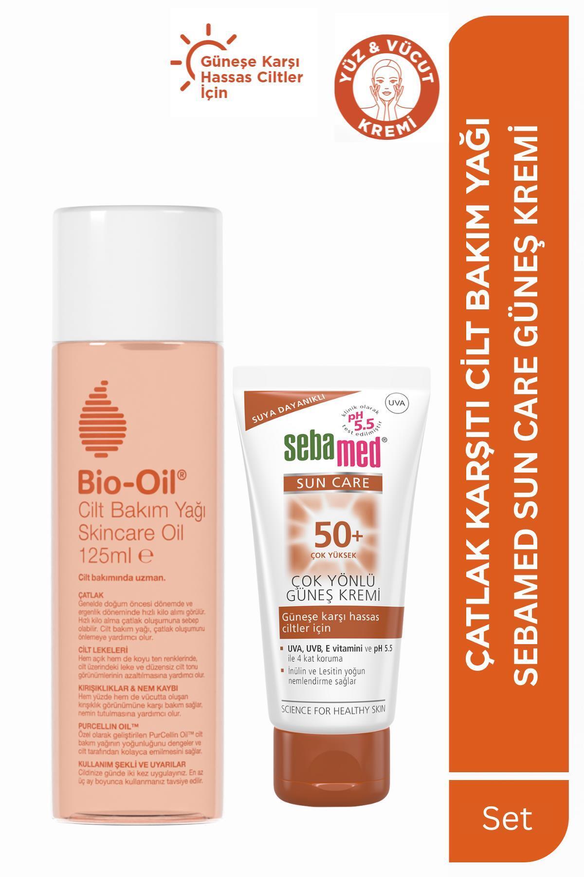 Bio-Oil Cilt Bakım Yağı 125 ml ve Güneş Kremi SPF 50+ 50 ml Çatlak Karşıtı Nemlendirici Yüksek Koruma Seti — SET.SBMD.16