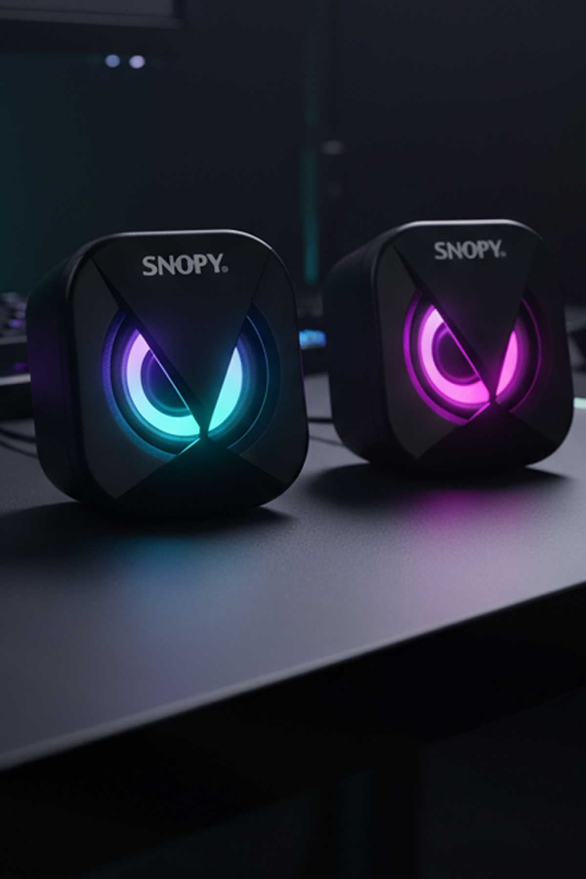 Snopy SN-83U 2.0 Mini Led Işıklı 2Wx2CH Siyah USB Gaming Speaker
