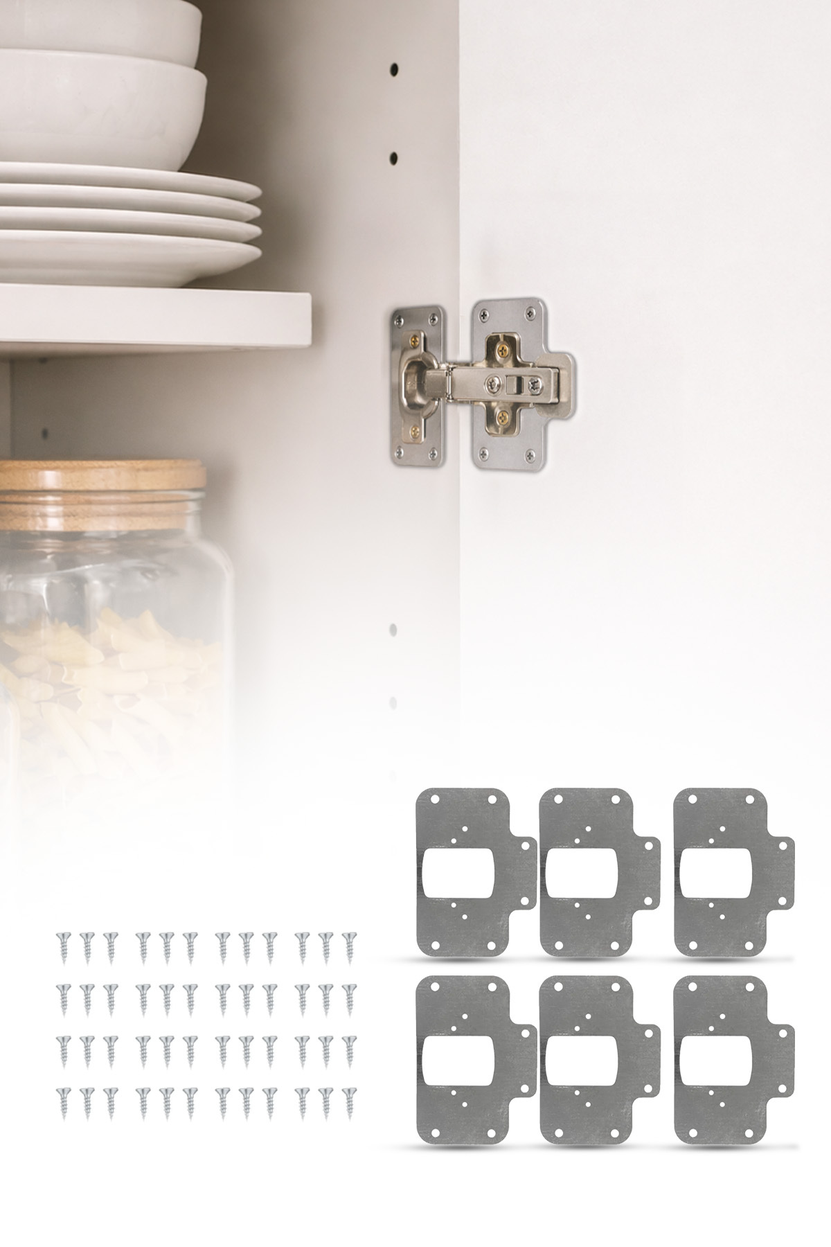 6 Pcs Hinge Repair Sheet Cabinet Door Hinge Repair Plate Stainless Repair Set