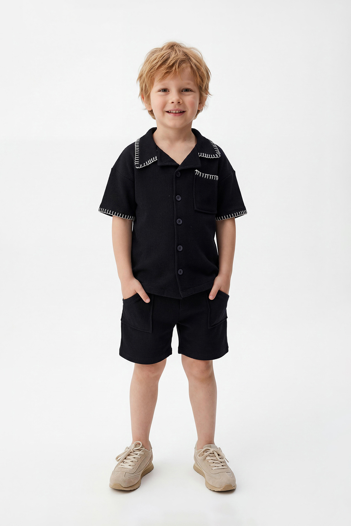Trendyolmilla Kids Siyah Erkek Çocuk Düz Örme Alt - Üst Takım TKDSS26AU00098