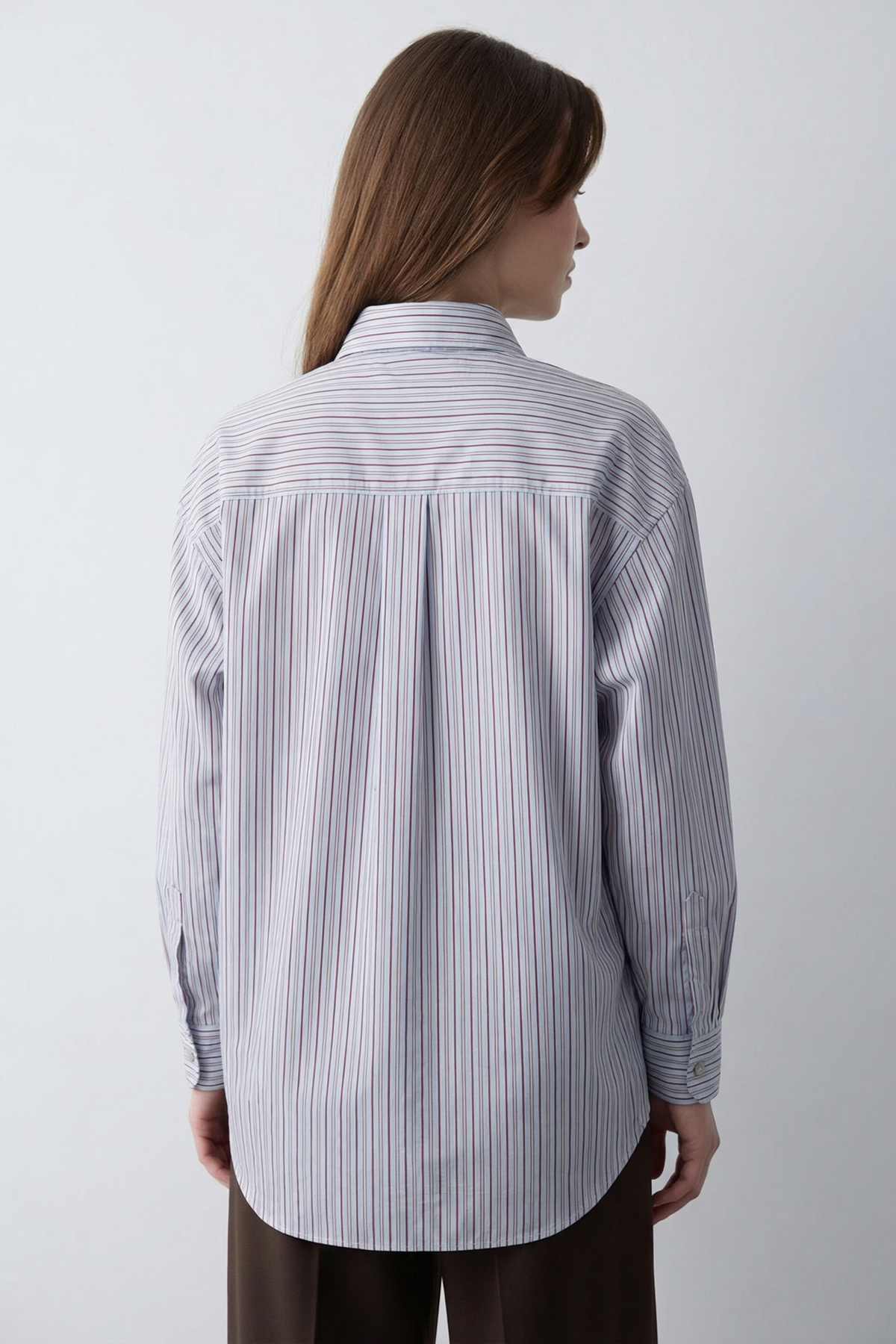 Trendyolmilla  Pembe Çizgili Oversize/Geniş Kalıp Gömlek TWOSS26GO00147 - Görsel 5