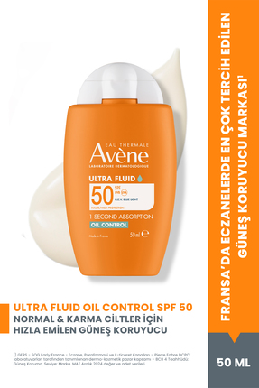 Avene Ultra Fluid Oil Control SPF 50 Yağlı Ciltler için Güneş Kremi 50 ml