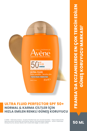 Avene Ultra Fluid Perfector SPF50+ Ton Eşitleyici Renkli Güneş Kremi Normal v...