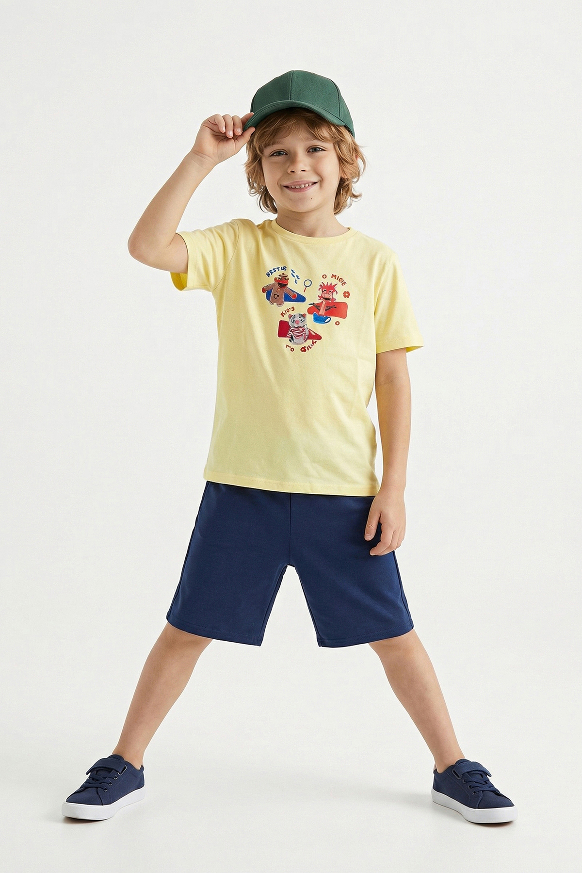 Trendyolmilla Kids Sarı Unisex Dedektif Reptır Baskılı Örme Alt - Üst Takım TKDSS26AU00095