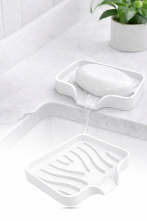 omilife Beyaz Silikon Su Giderli Sabunluk Vantuzlu Kaymaz Tabanlı Banyo Mutfa...