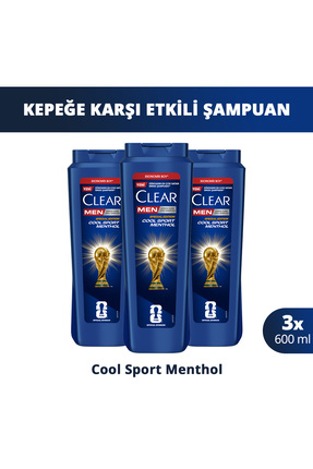 Clear Men Kepeğe Karşı Etkili Şampuan Cool Sport Menthol 600 ml x3