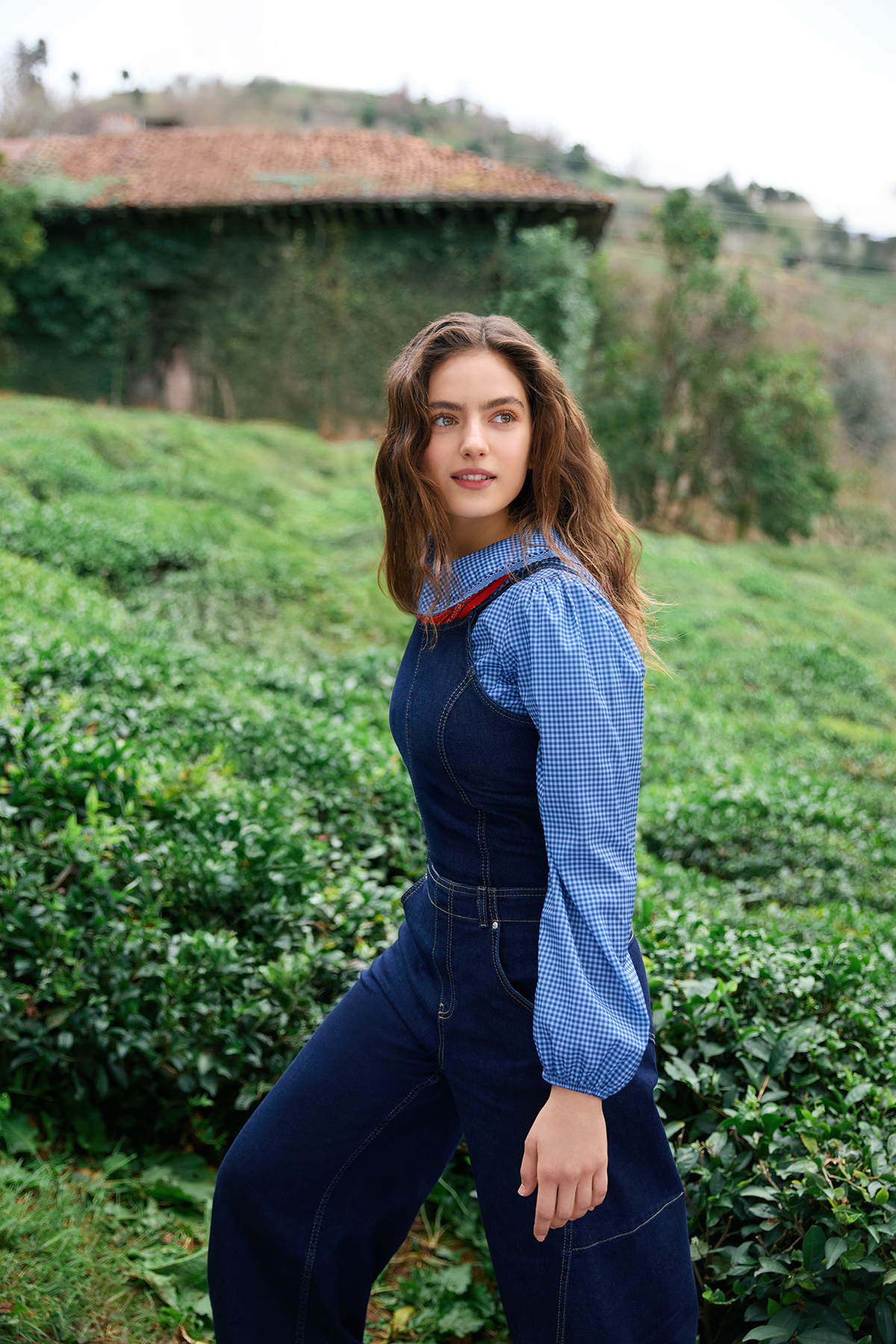 Trendyolmilla  Teen Bebe Yaka Detaylı Kareli Bele Oturan Mavi Gömlek TWOAW26GO00059 - Görsel 2