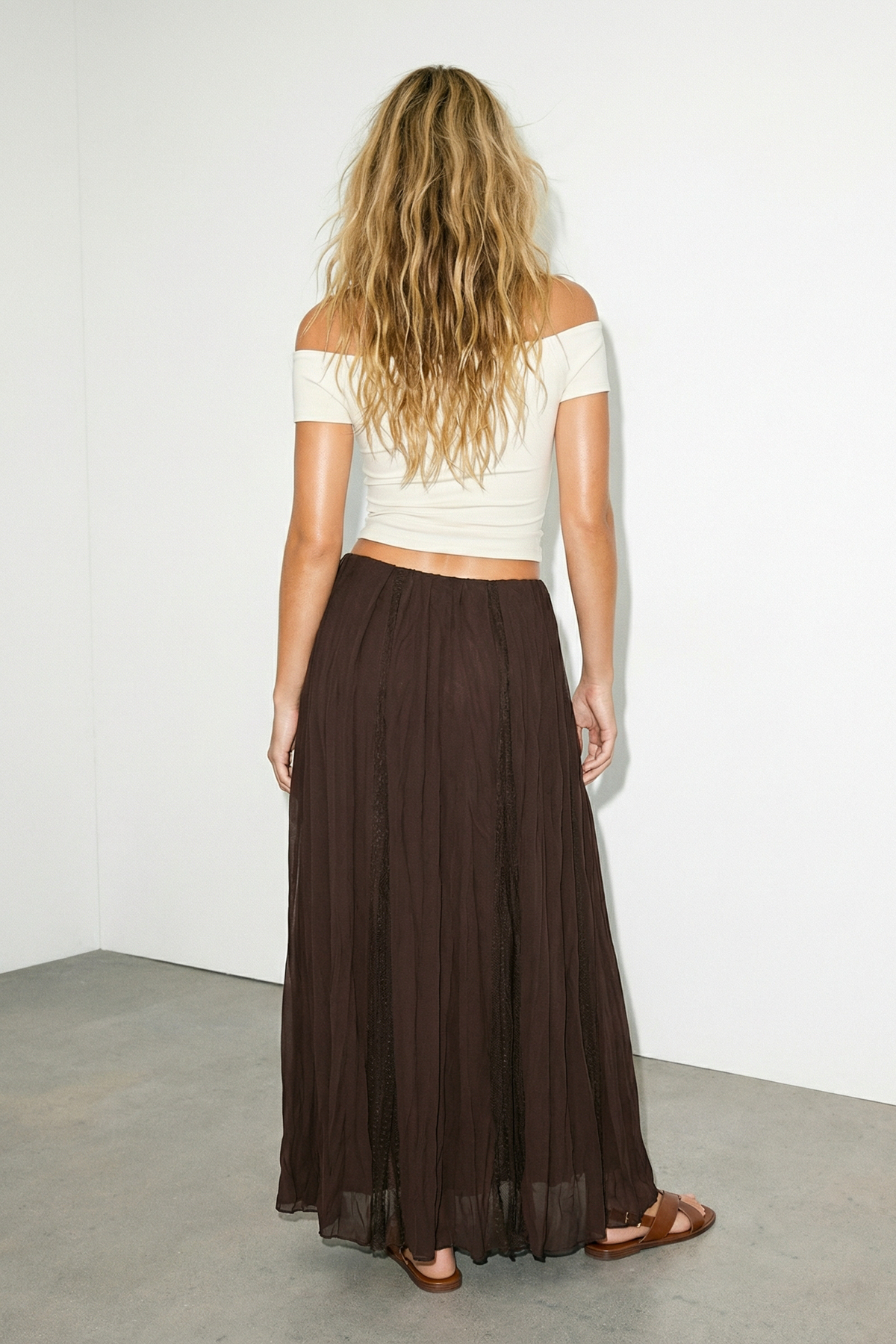 Trendyolmilla  Kahverengi Astarlı Şifon Etek TDRSS26ET00027 - Görsel 3