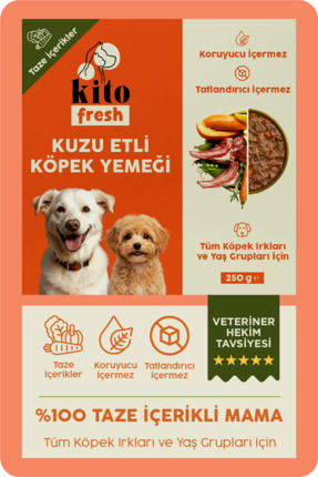 kito Fresh Kuzu Etli Köpek Yemeği %100 Taze İçerikli Mama 250 gr
