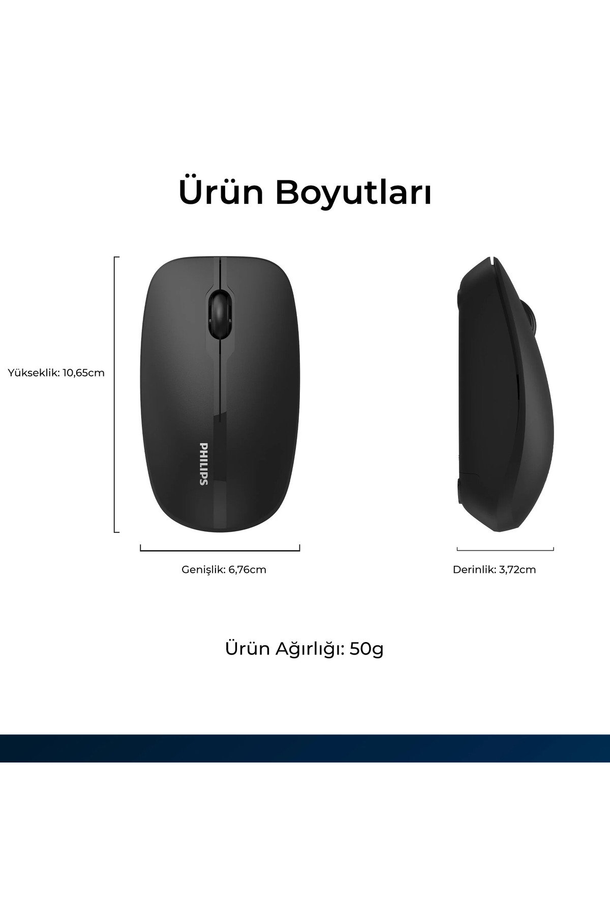 SPK7418 Kablosuz 1600 DPI 3 Tuşlu Optik Mouse Siyah (Philips Türkiye Garantili) 2