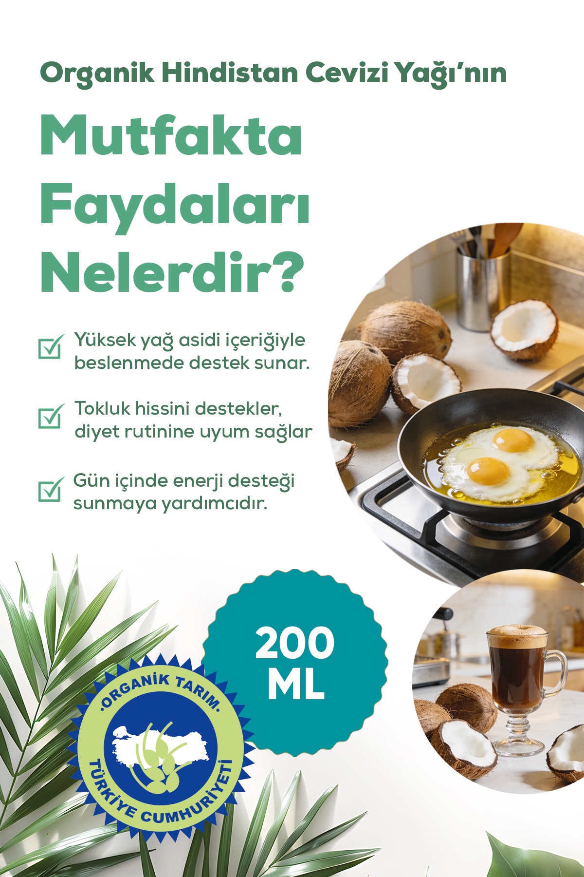 Organik Hindistan Cevizi Yağı 200 ml Arifoğlu | Soğuk Sıkım | Cold Pressed Virgin Coconut Oil — 600 28 251 — تصویر 2 از 6