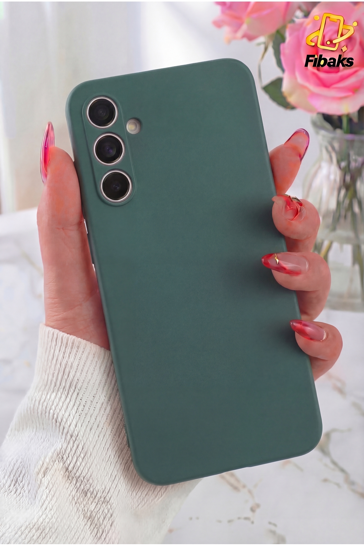 Galaxy A34 5G Case Camera Protruding Inside Velvet Launch Soft Texture Silicone Cover Green