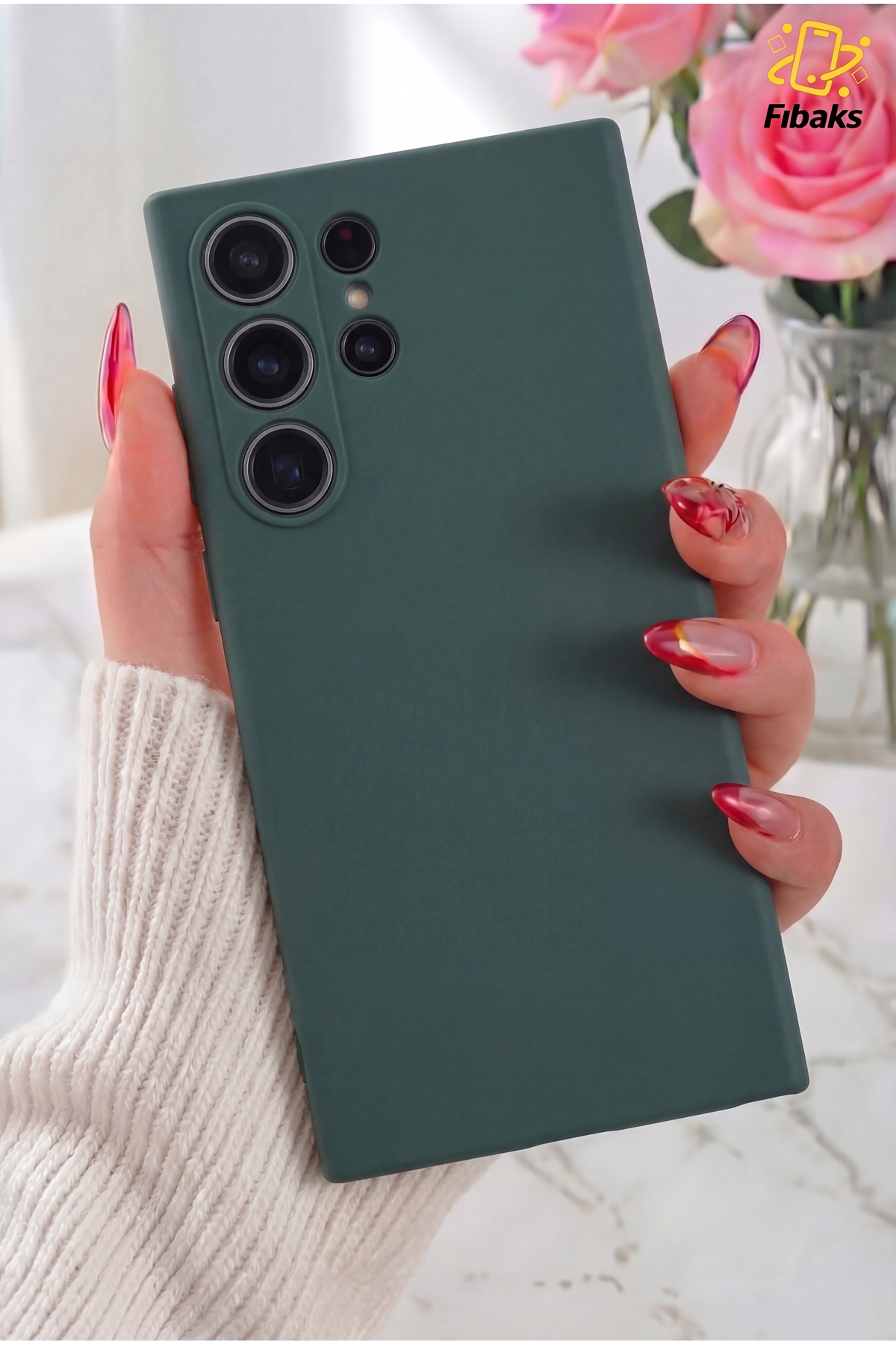 Galaxy S23 Ultra Case Camera Protruding Inside Velvet Launch Soft Textured Silicone Cover Green