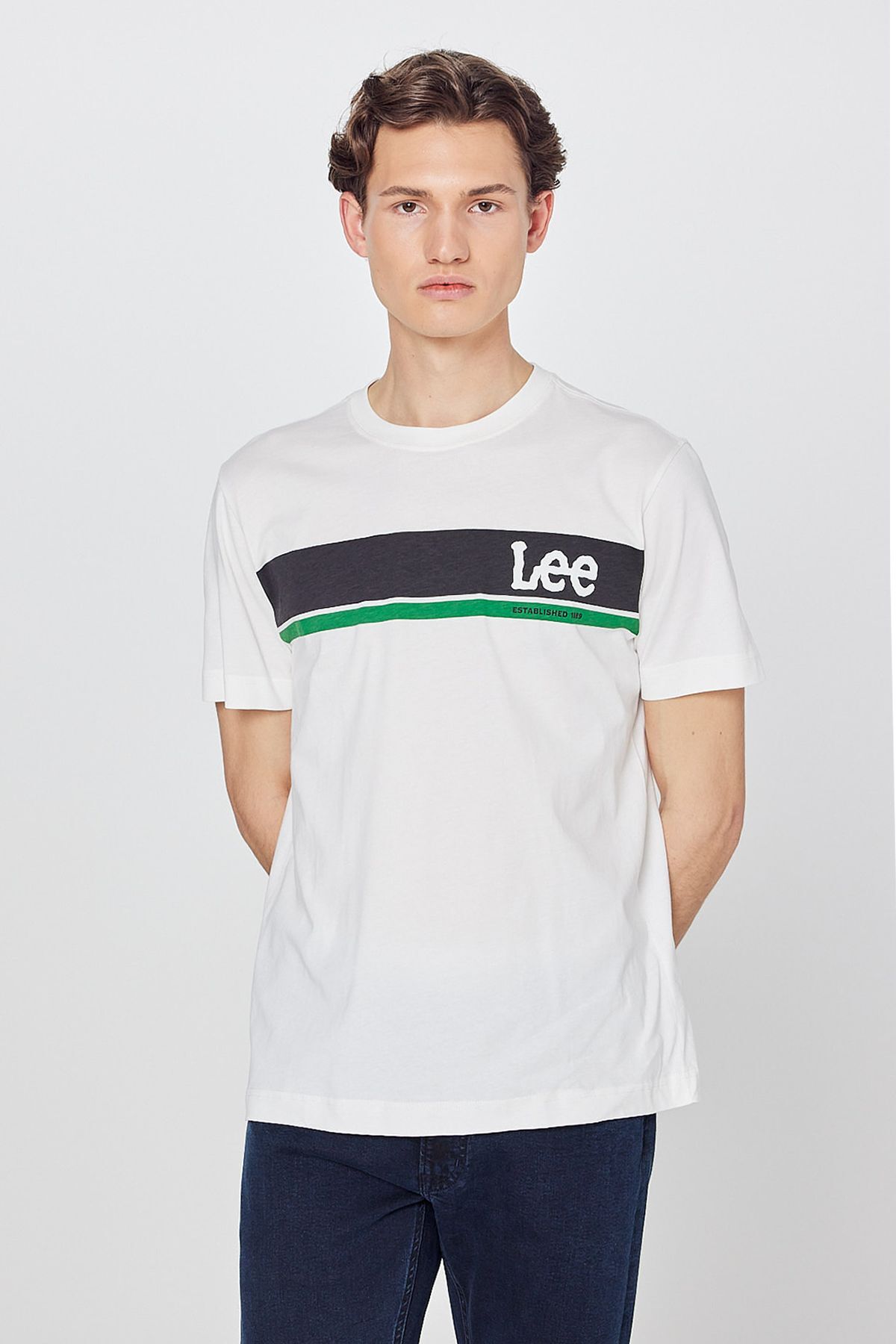Regular Fit Normal Cut Zero Neck 100% Cotton Logo T-Shirt