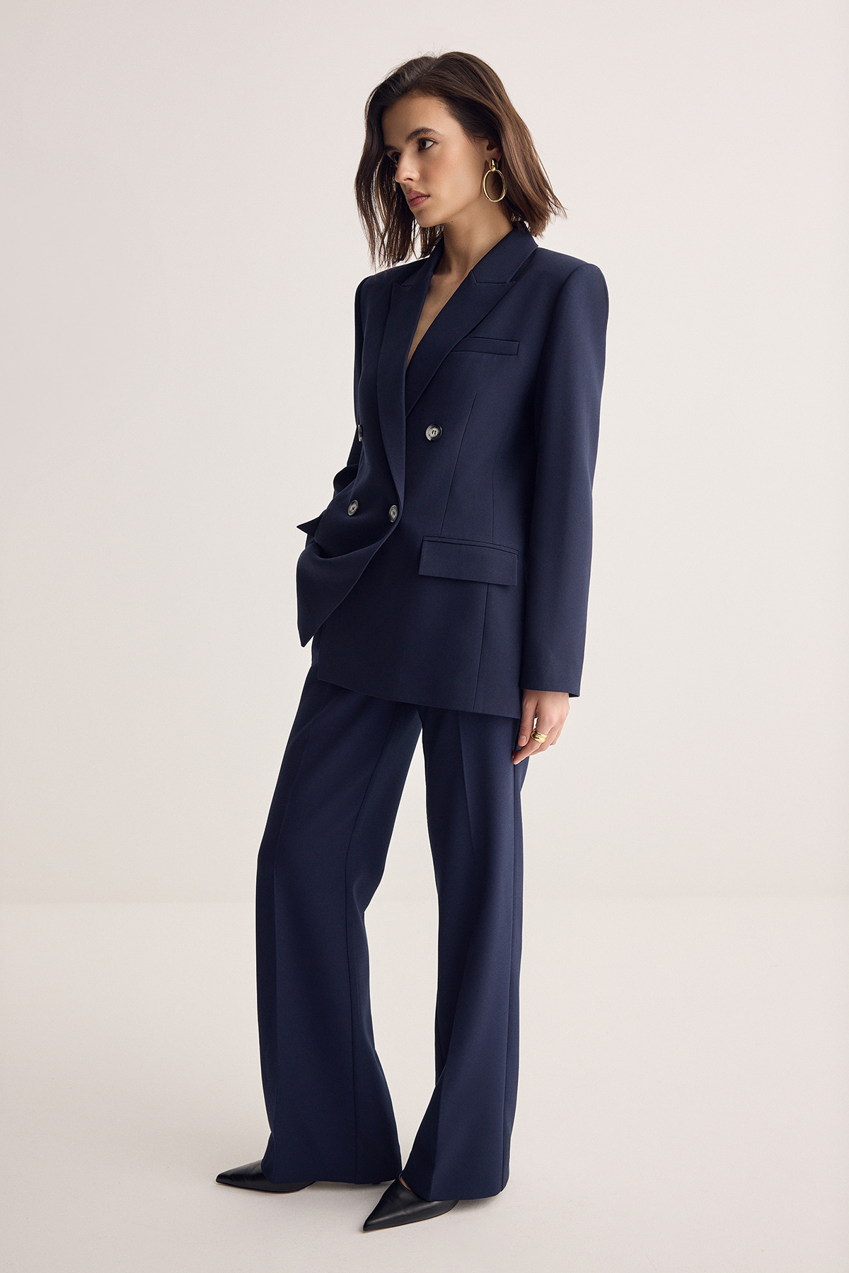 Trendyolmilla  Lacivert Klasik Dokuma Pantolon TWOSS26PL00095 - Görsel 3