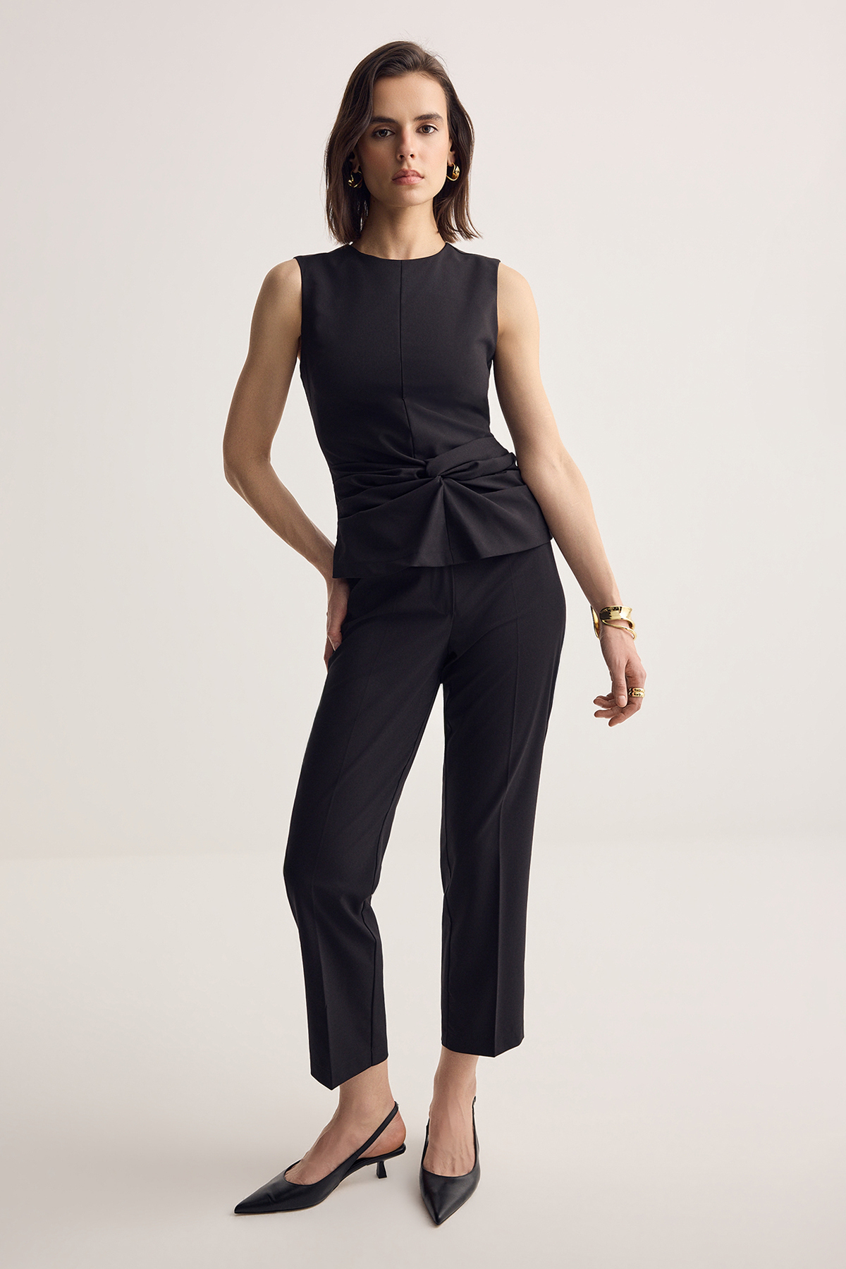 Muse for all x Trendyolmilla Siyah Yüksek Bel Dokuma Pantolon TWOSS26PL00093