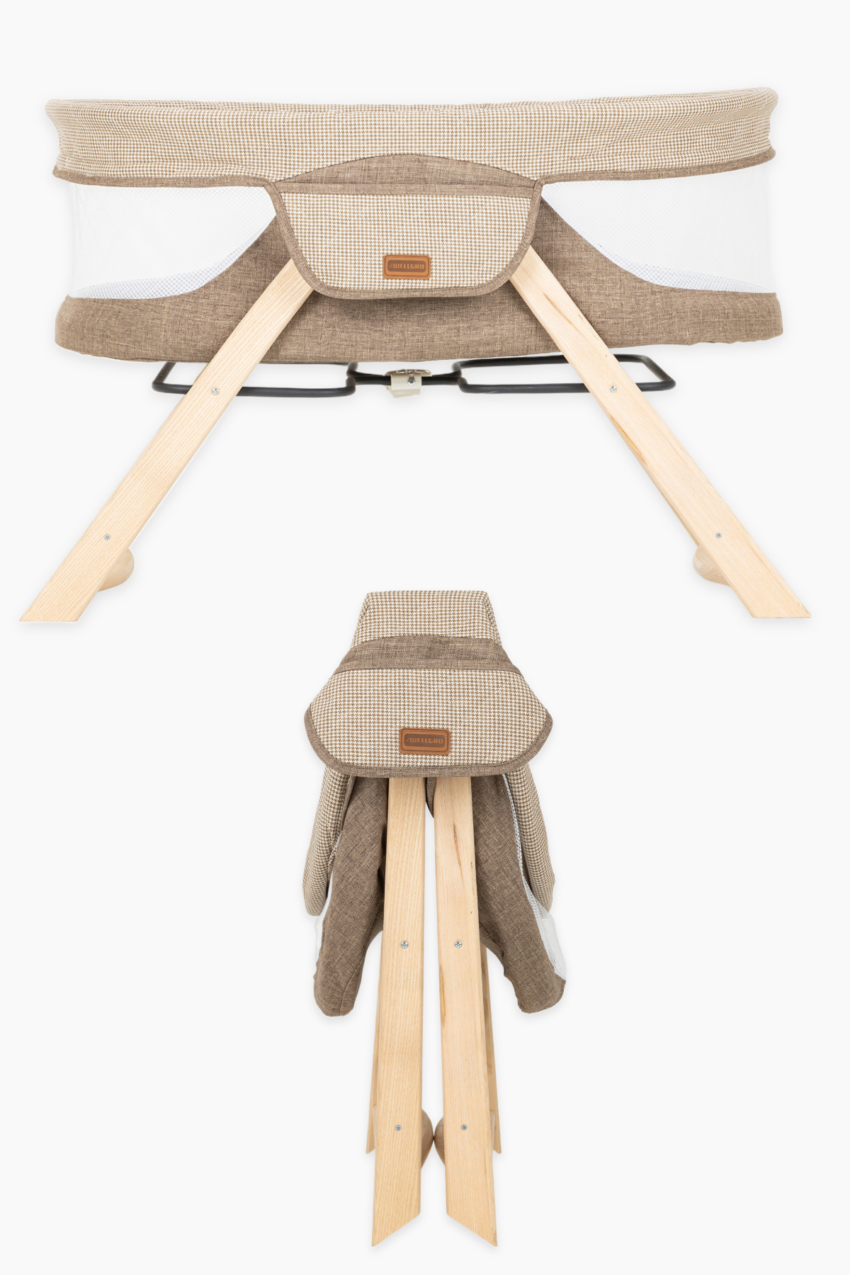 Wellgro Go With Me Anne Yanı Park Yatak Katlanır Ahşap Beşik-bej fotoğrafı 5 (önizleme)