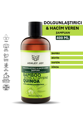 Ashley Joy Ince Telli Saçlar İçin Dolgunlaştırıcı Hacim Veren Kinoalı Şampuan...