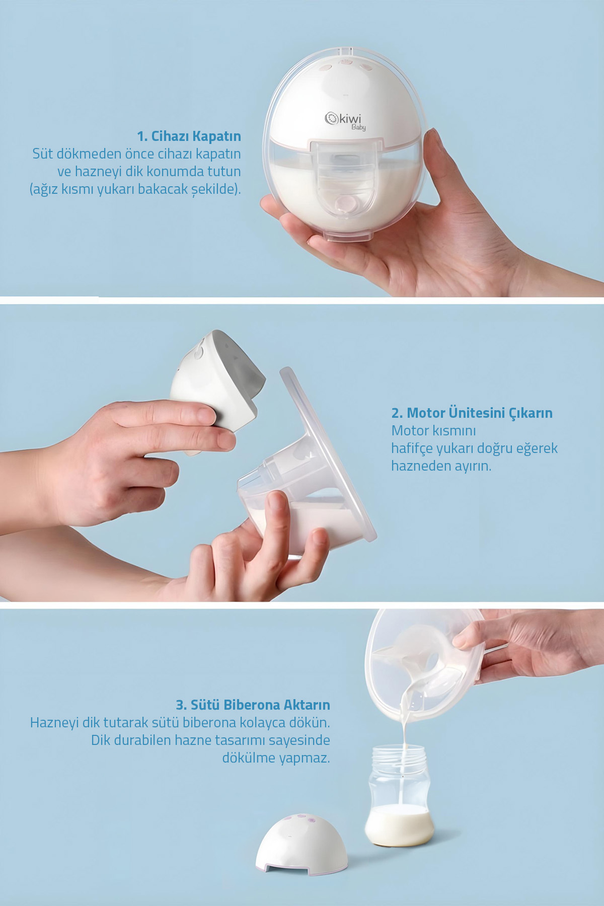 Kiwi KBABY-53 Giyilebilir Göğüs Pompası | 1200 mAh Şarjlı & 6 Mod & 180 ml Hazne fotoğrafı 4 (önizleme)