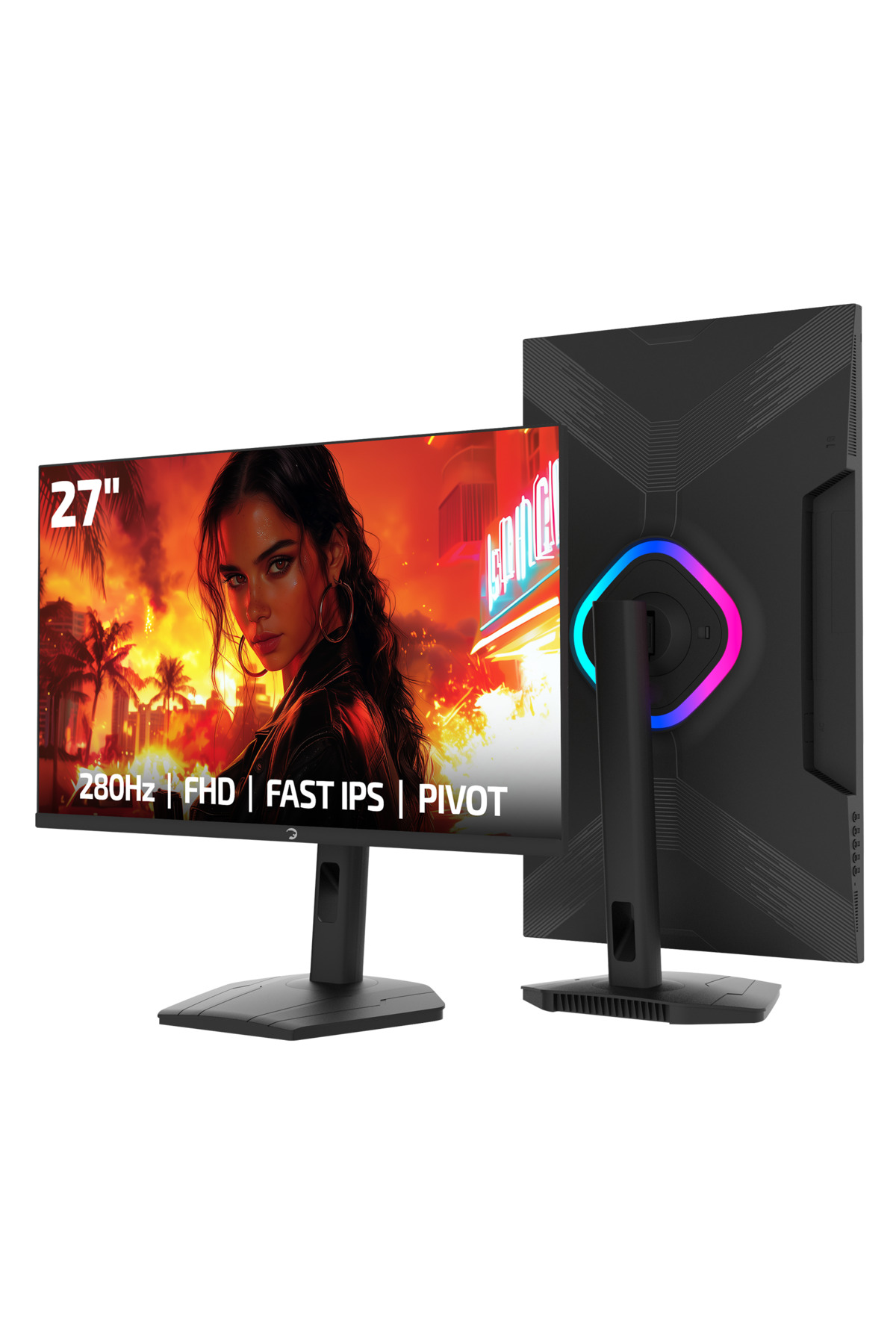 Lunis L60 27'' 280Hz 0.5Ms Fast IPS FHD RGB Pivot Gaming Monitor (Zero Dead Pixel Guaranteed)