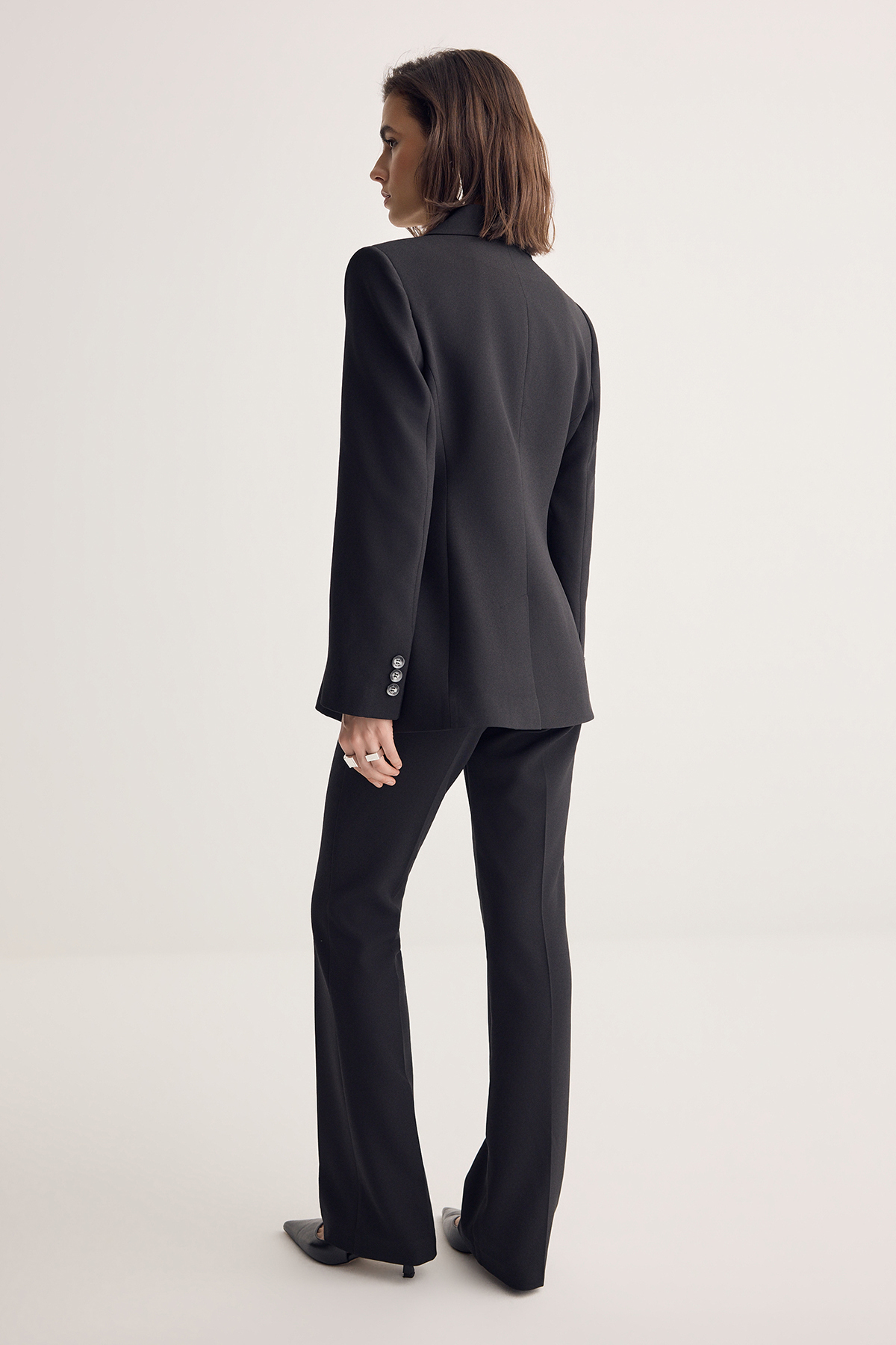 Trendyolmilla  Siyah Düz Paça Dokuma Pantolon TWOSS26PL00090 - Görsel 4