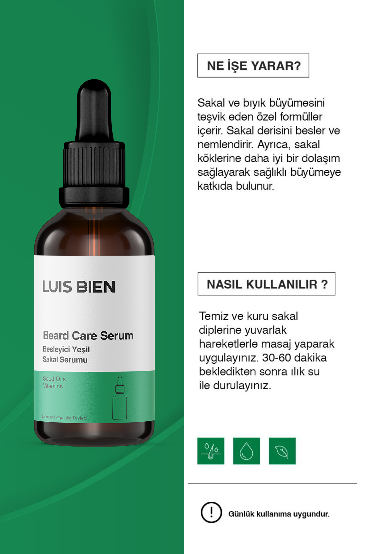 Yeşil Sakal Serumu + Dermaroller (0,25 mm) Sakal Güçlendirme Seti | Derma Roller | Titanyum Dermaroller | Saç Dermaroller | Yüz Dermaroller | Mikro İğneleme | Dermapen Alternatifi | Cilt Bakım Aleti — TX043830EE121 — تصویر 5 از 5
