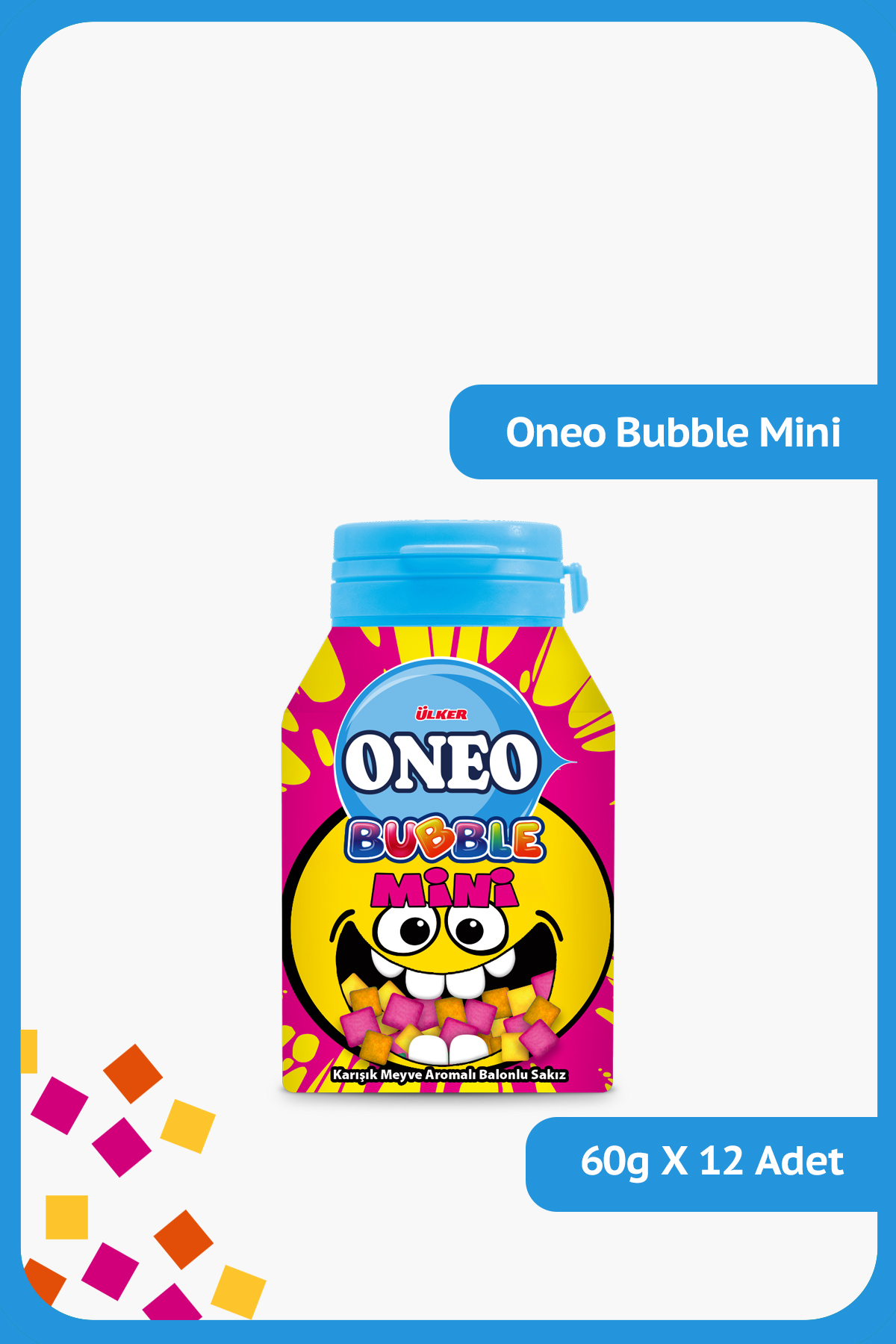 Ülker ONEO Bubble Mini Karışık Meyve Aromalı Sakız - 60 gram - 12
