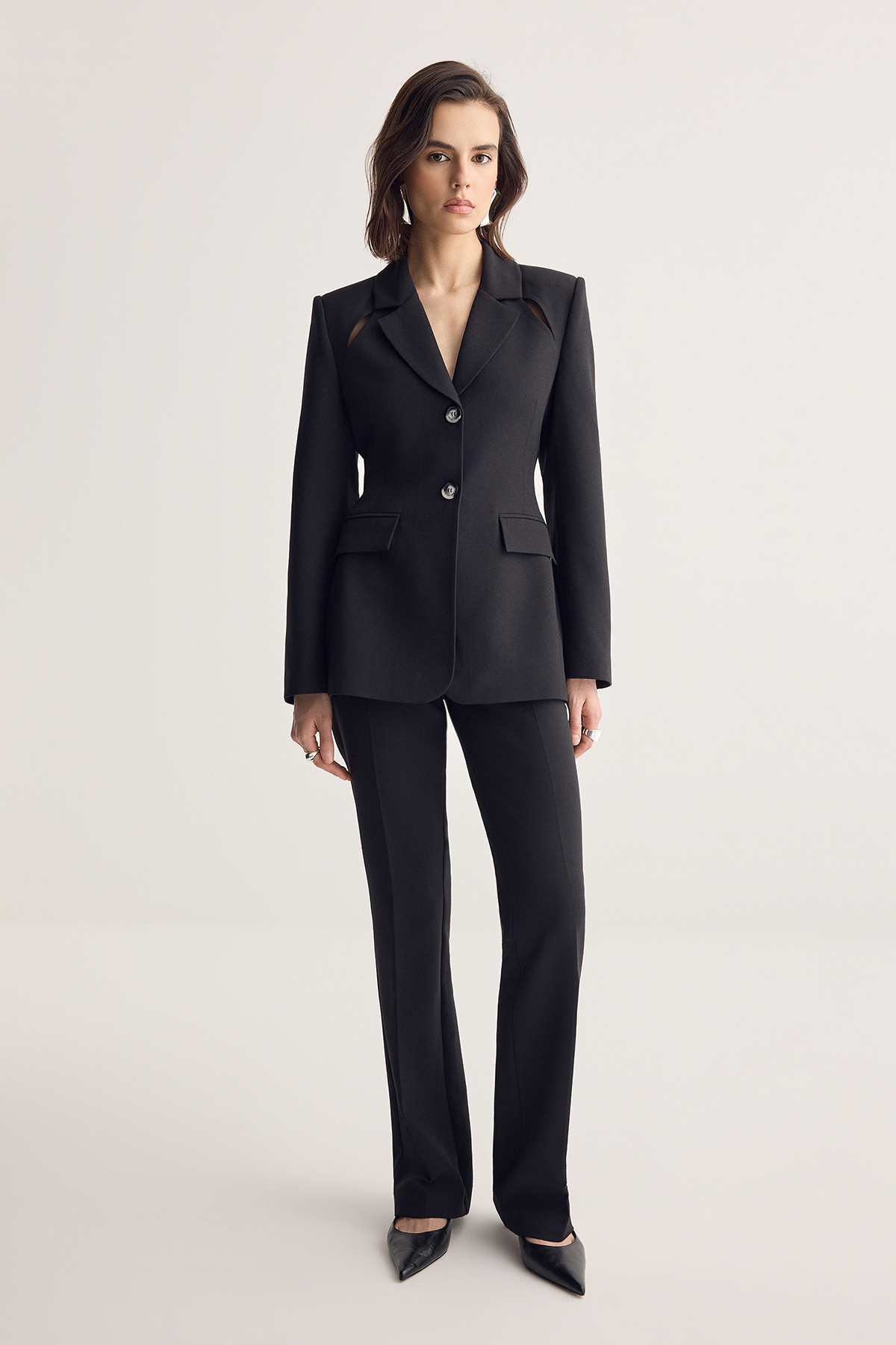 Trendyolmilla  Siyah Düz Paça Dokuma Pantolon TWOSS26PL00090