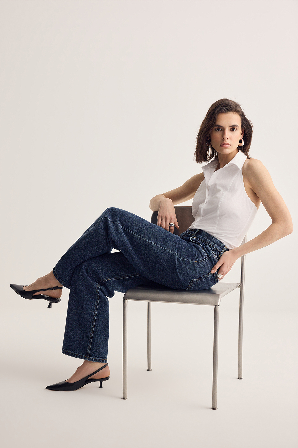 Trendyolmilla  Koyu Mavi Orta Bel Baggy %100 Pamuk Jeans TWOSS26JE00220 - Görsel 2