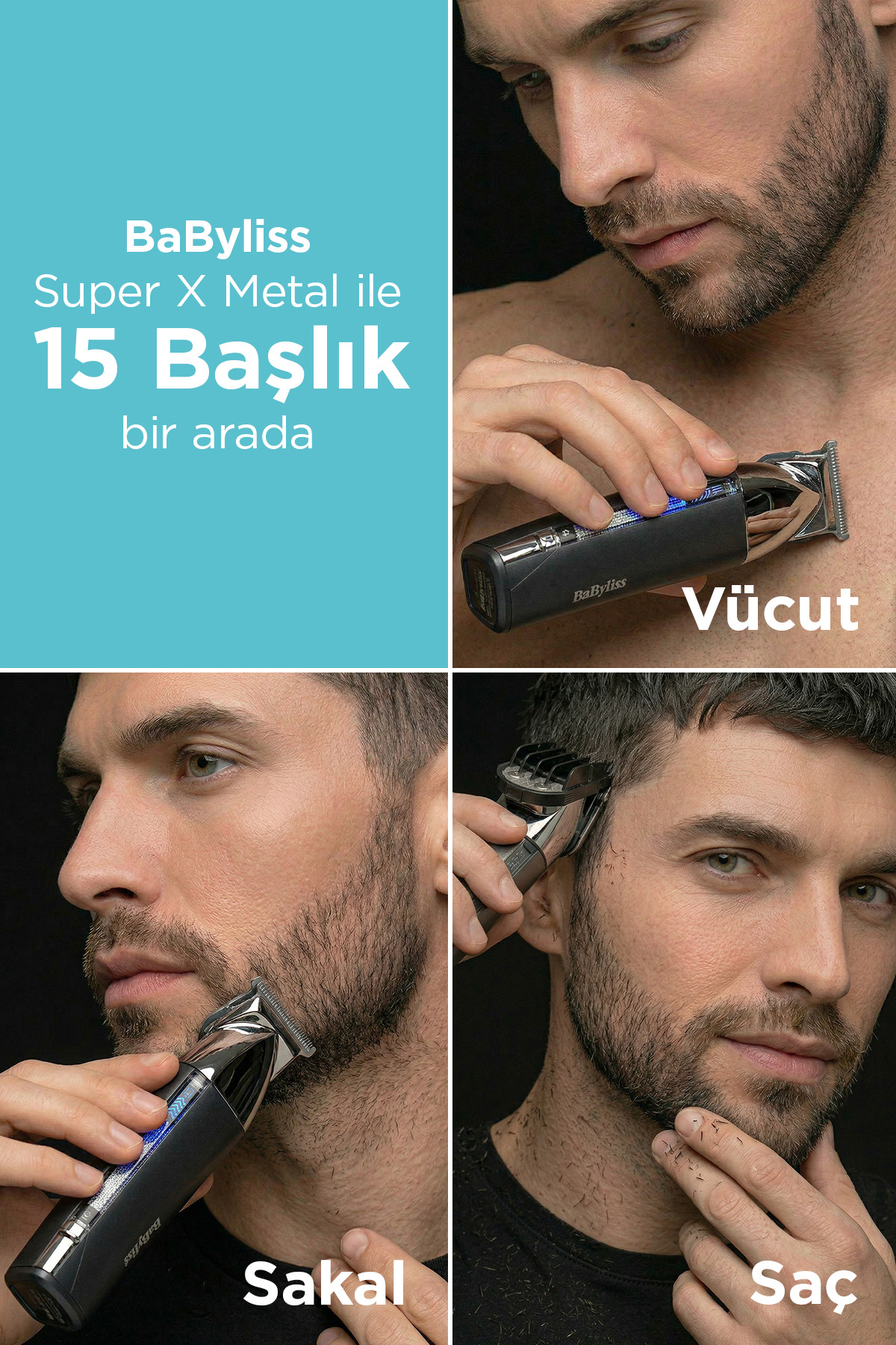 Babyliss Super X Metal 15 Başlık Japon Çelik Bıçak Islak Kullanım