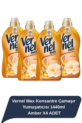 Vernel Max Konsantre Çamaşır Yumuşatıcısı 1440ml Amber X4 ADET