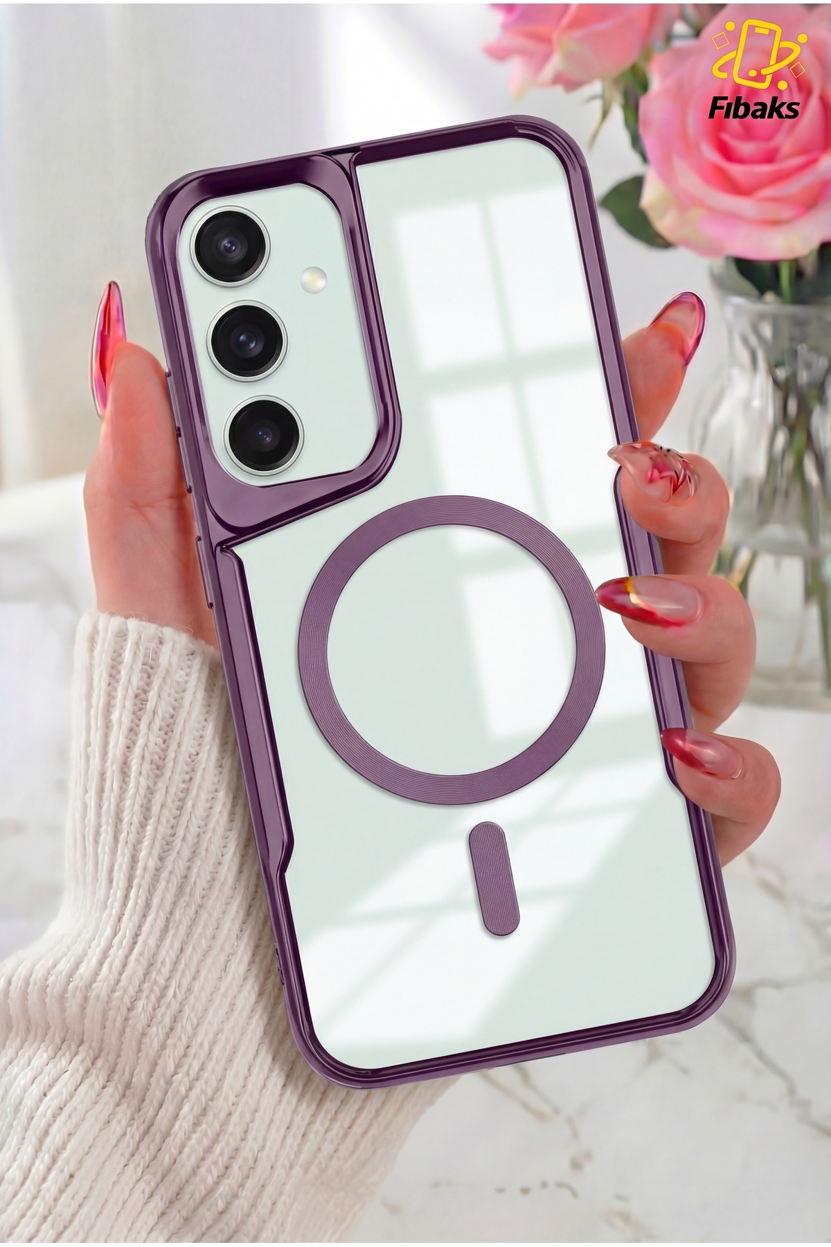 Galaxy S24 / S25 Case Prism Camera Protruding Magsafe Charging Support Matte Color Transparent Cover Purple