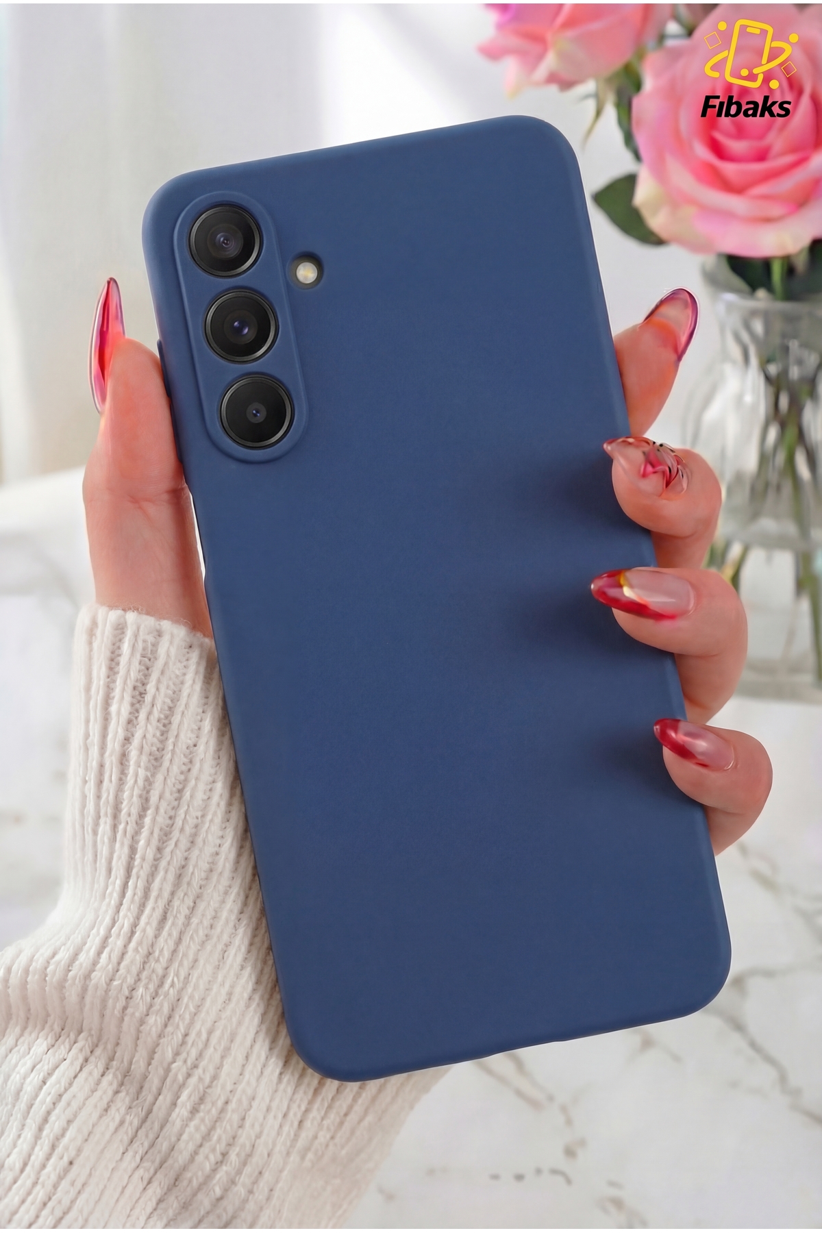 Galaxy A54 Case Camera Velvet Launch with Protruding Inside Soft Texture Silicone Cover Navy Blue