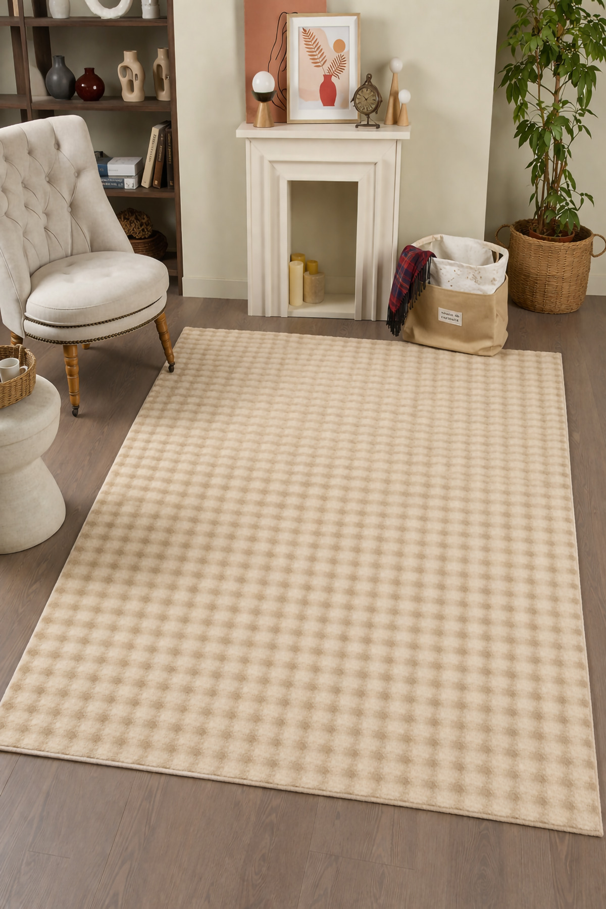 Ultra Soft Plush Carpet Beige Anti-Slip Base, Stain Resistant, Modern Living Room & Bedroom Rug