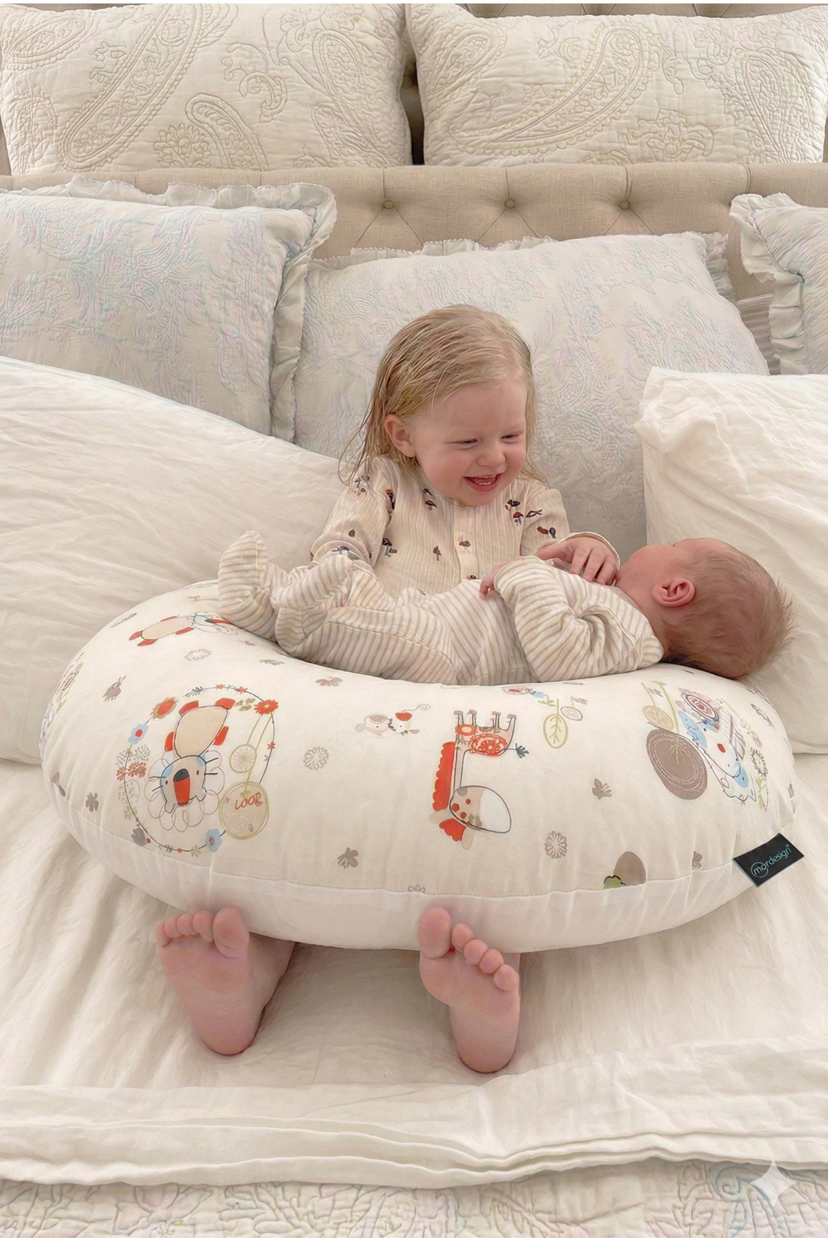 mordesign Çift Taraflı Emzirme Yastığı /bebek Destek Minderi, Hamile Yastığı, Pamuklu Kumaş, Animal Serisi fotoğrafı 6 (önizleme)