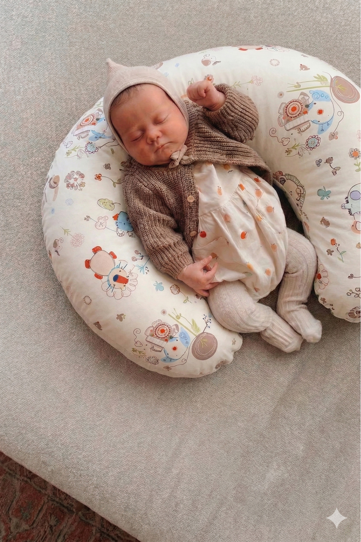 mordesign Çift Taraflı Emzirme Yastığı /bebek Destek Minderi, Hamile Yastığı, Pamuklu Kumaş, Animal Serisi fotoğrafı 3 (önizleme)