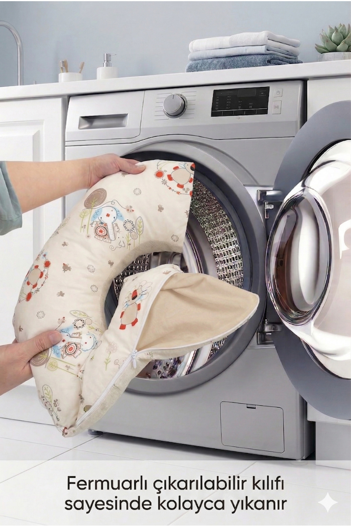 mordesign Çift Taraflı Emzirme Yastığı /bebek Destek Minderi, Hamile Yastığı, Pamuklu Kumaş, Animal Serisi fotoğrafı 5 (önizleme)