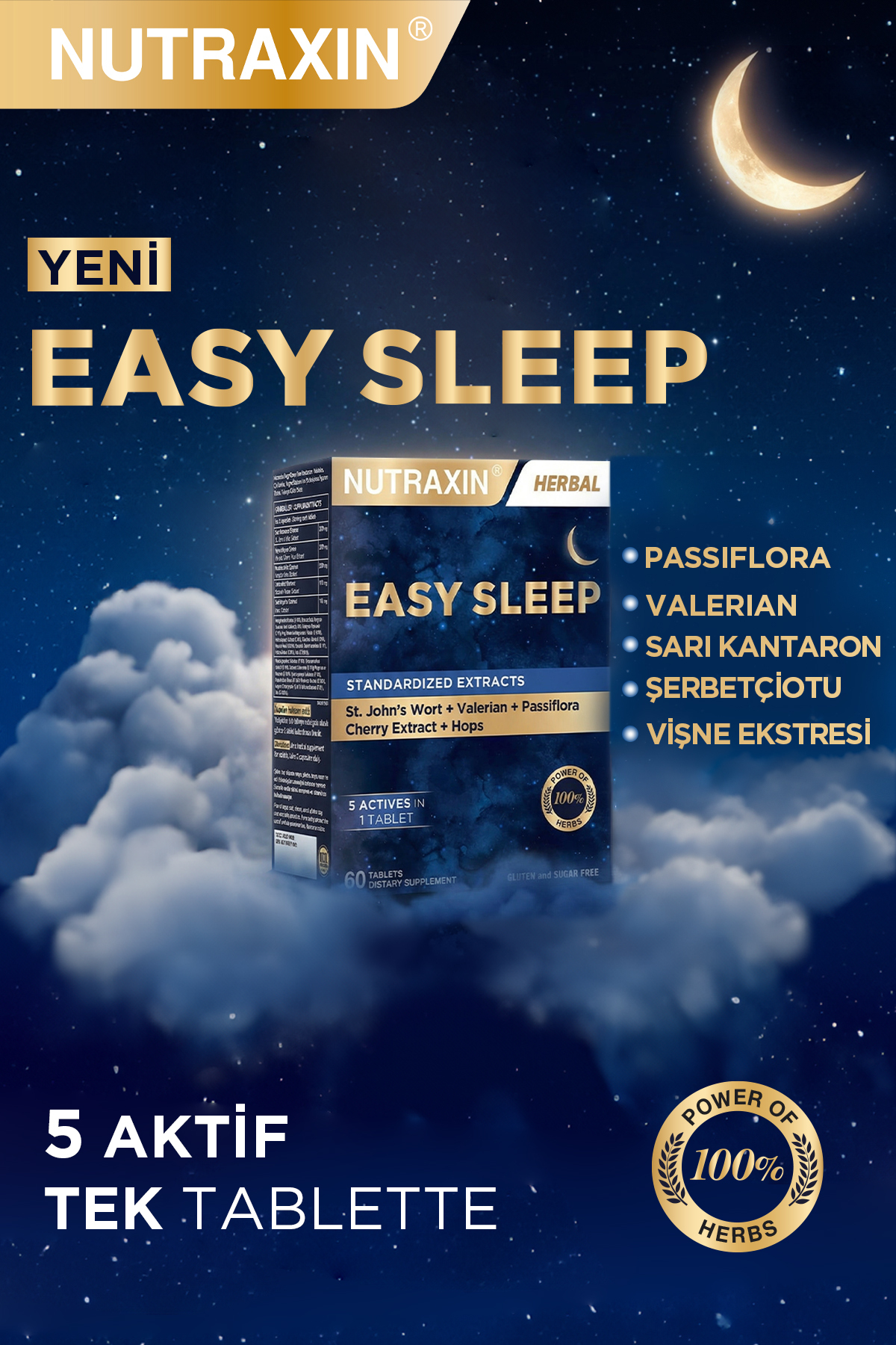 60 قرص Easy Sleep - عصاره خارمریم، گیلاس، ریشه سنبل الطیب و عصاره گل ساعتی Nutraxin اورجینال - تصویر 3