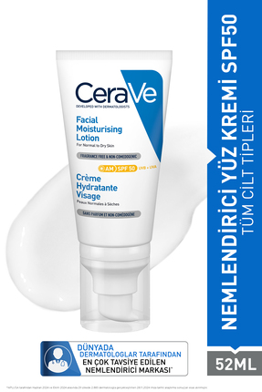 CeraVe Hyalüronik Asit & Niasinamid İçeren SPF50+ Nemlendirici Yüz Kremi 52 ml