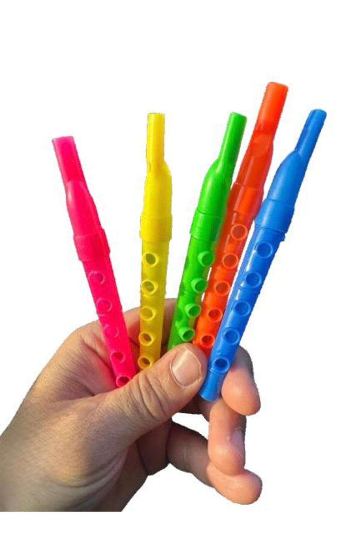 Hyd 15 Adet Oyuncak Renkli Plastik Mini Flüt Müzik Aleti 12,5cm Okul Öncesi Doğum Günü Karne Hediyesi fotoğrafı 3 (önizleme)