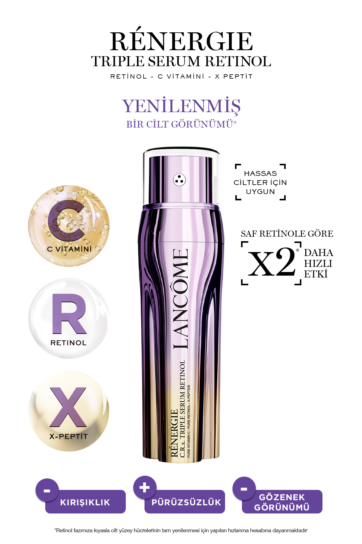 Lancome Renergie Triple Serum Retinol Saf Retinol, Saf C Vitamini, X Peptit 50 ml 3614274368116