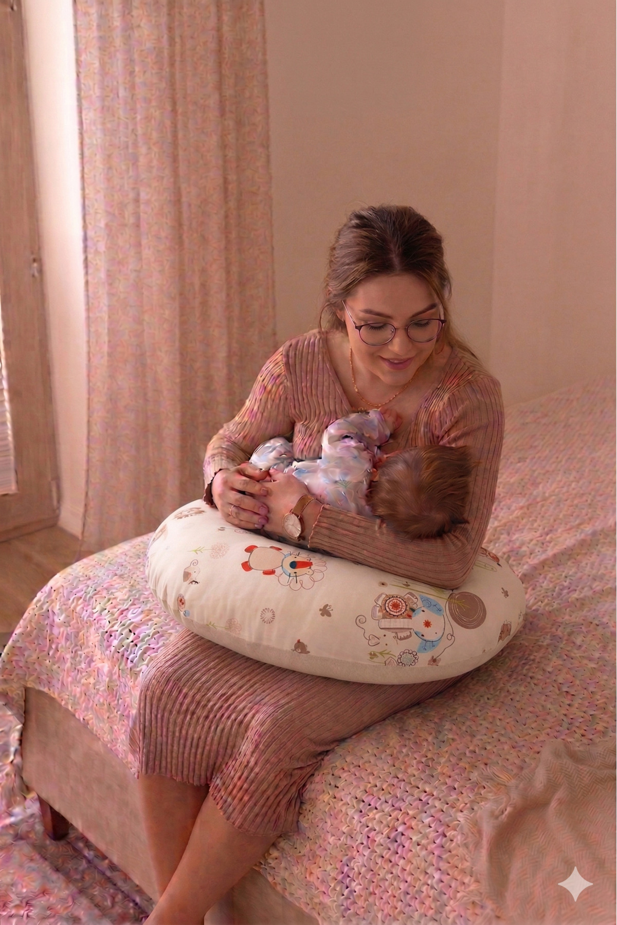 mordesign Çift Taraflı Emzirme Yastığı /bebek Destek Minderi, Hamile Yastığı, Pamuklu Kumaş, Animal Serisi fotoğrafı 7 (önizleme)