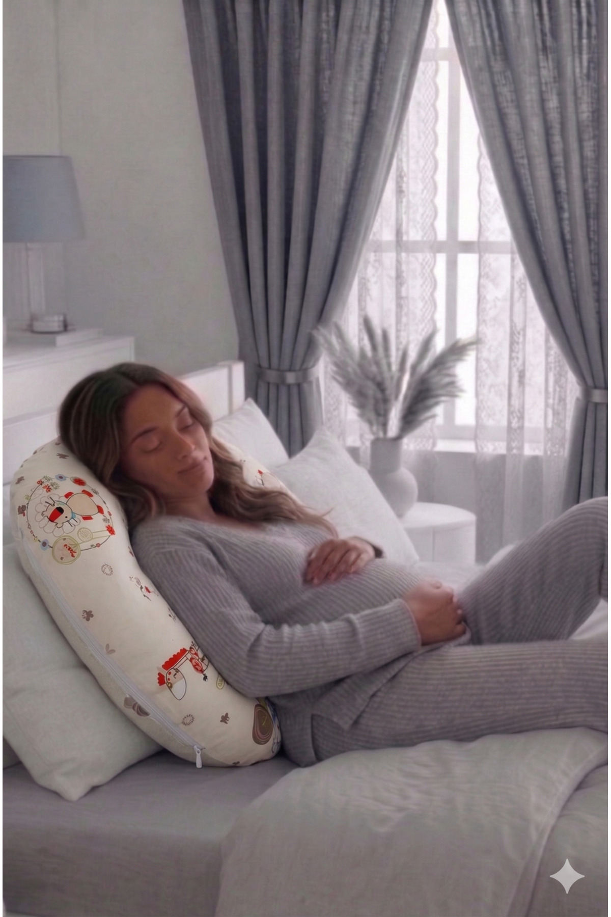 mordesign Çift Taraflı Emzirme Yastığı /bebek Destek Minderi, Hamile Yastığı, Pamuklu Kumaş, Animal Serisi fotoğrafı 2 (önizleme)