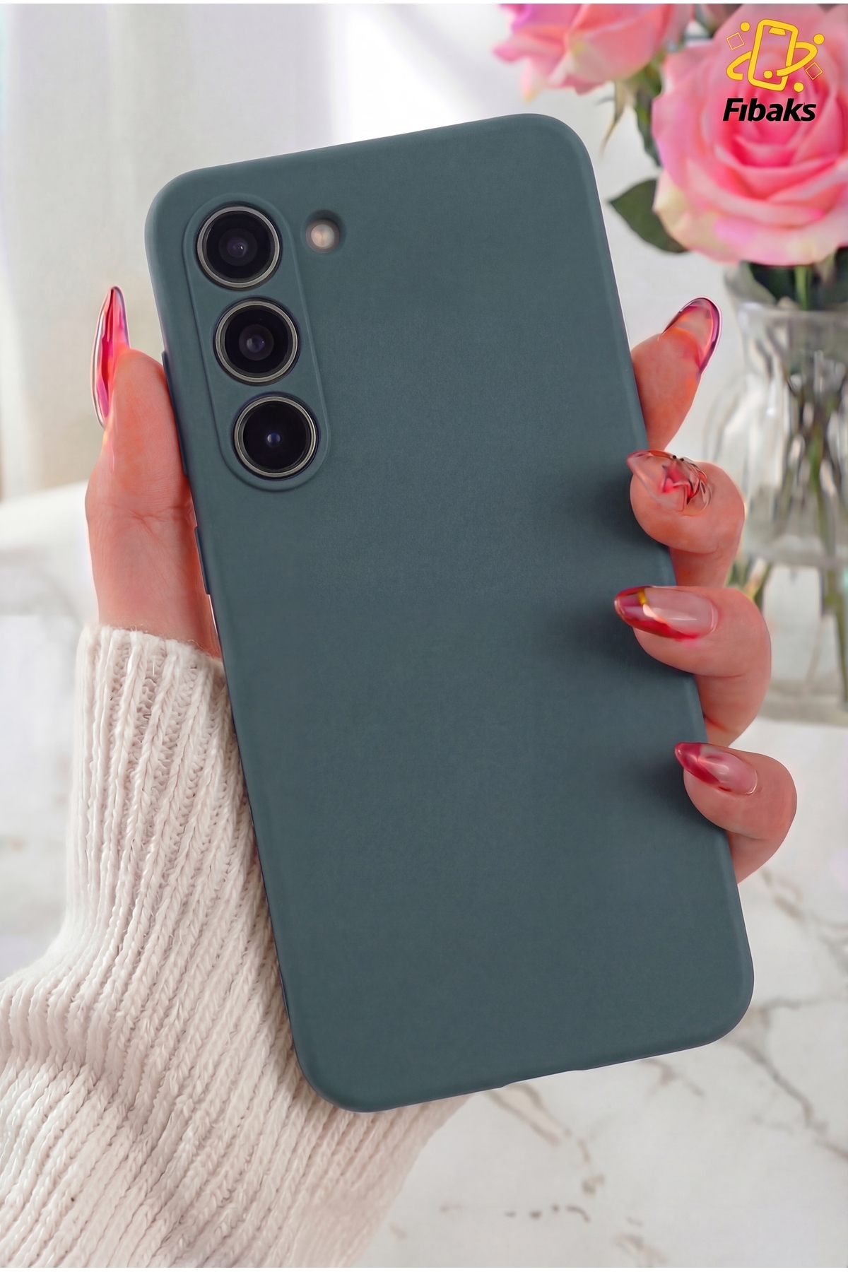 Galaxy S23 Case Camera Protruding Velvet Launch Soft Textured Silicone Cover Green