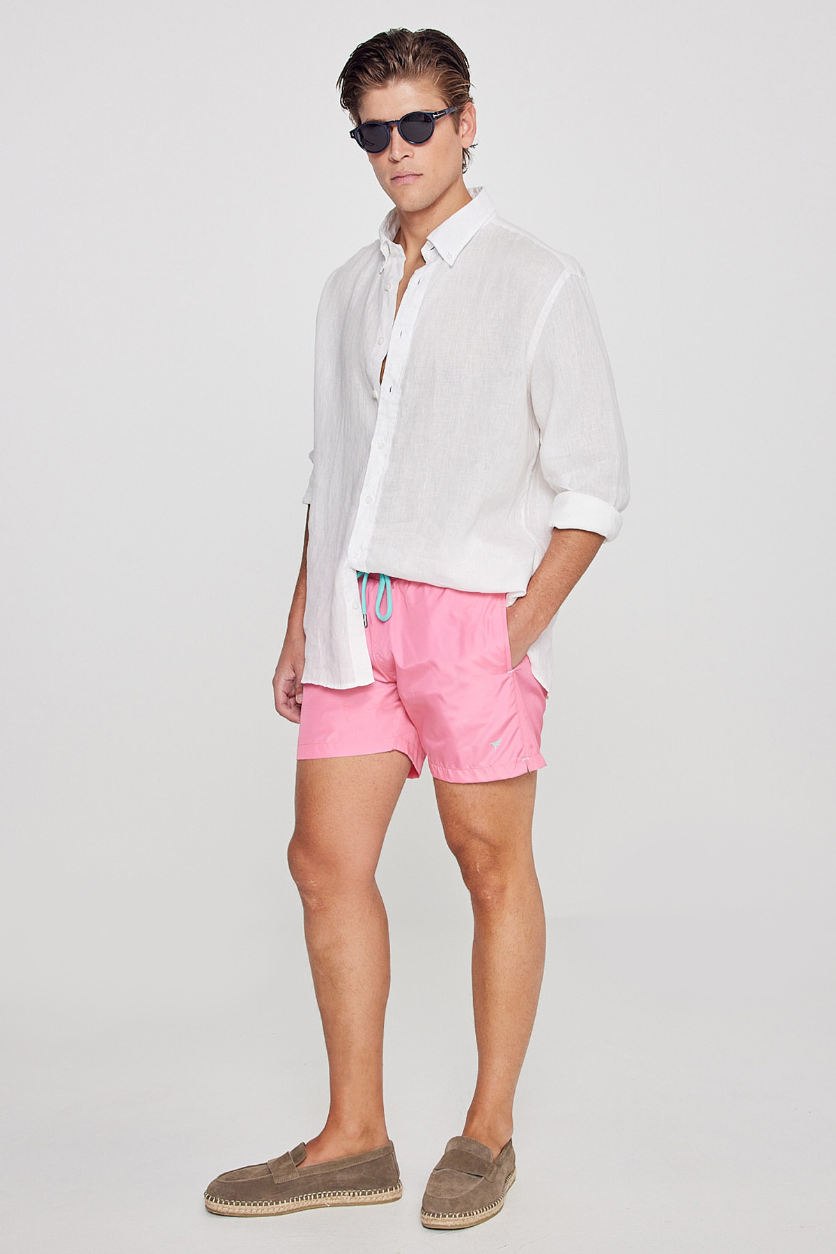 AC&Co / Altınyıldız Classics Men's Pink Quick Dry Side Pockets Patterned Standard Fit Regular Cut Swim Shorts Swimwear