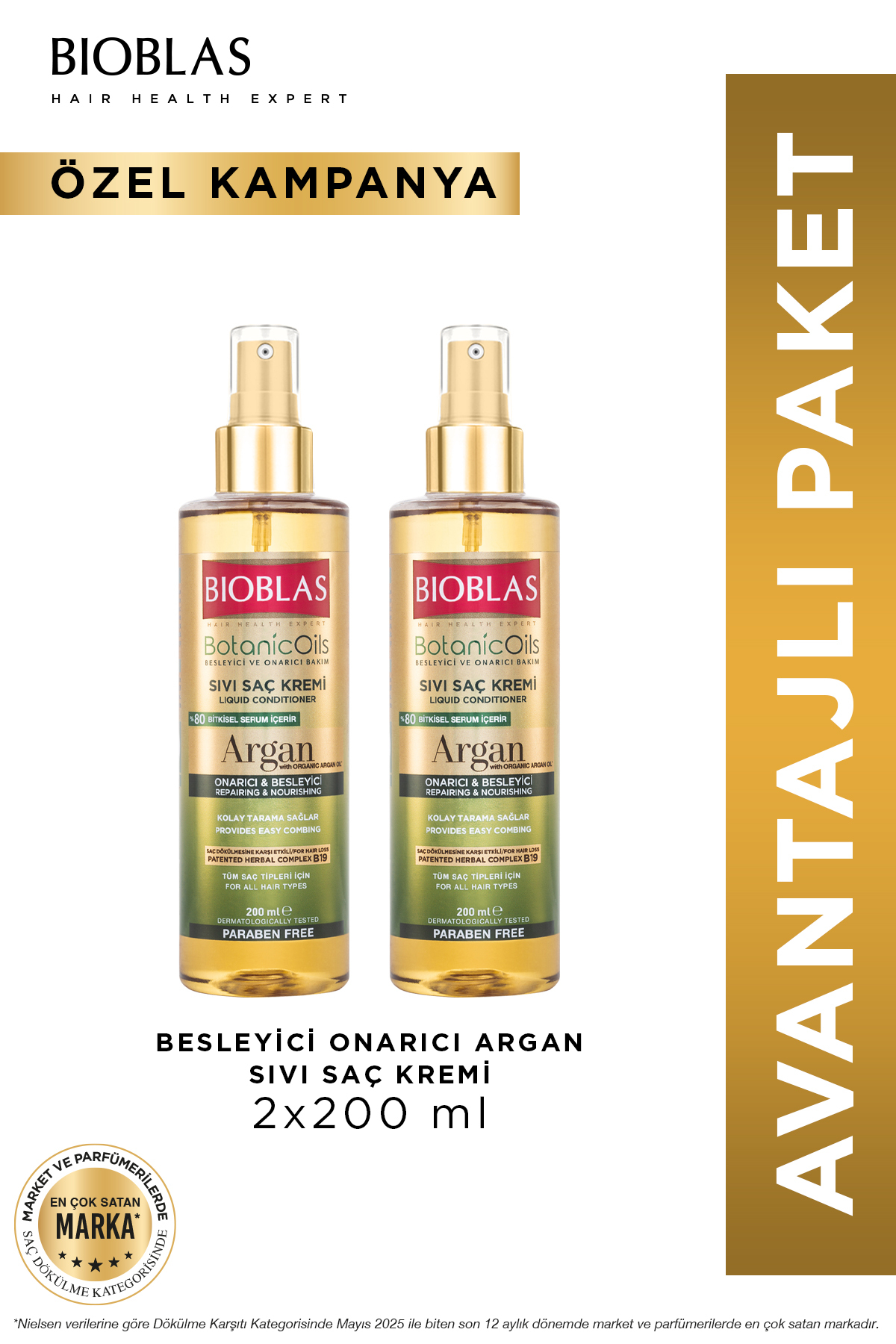 Botanic Oils Argan Yağlı Sıvı Saç Kremi 2 x 200 Ml Onarıcı Bakım Kremi — B10400 — تصویر 1 از 5