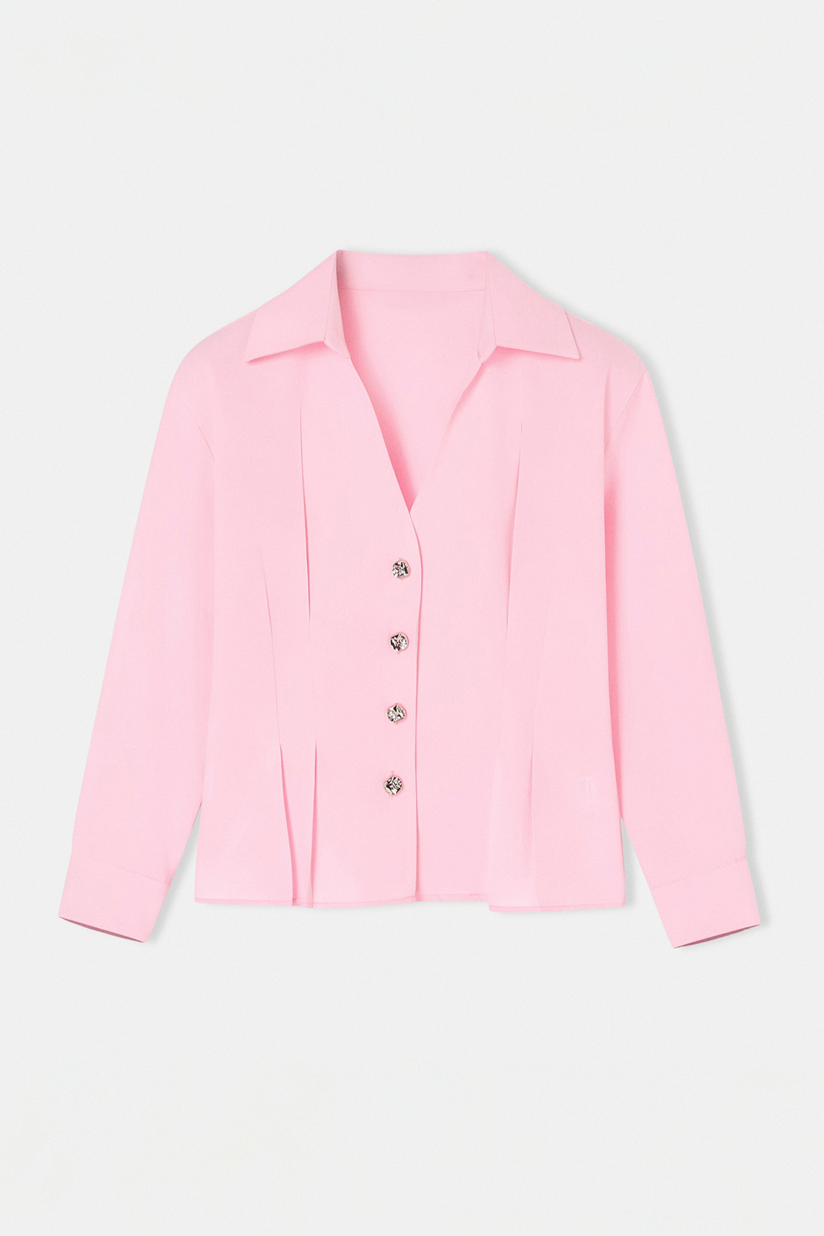 Trendyolmilla  Pembe Beli Pileli Oturmalı Pamuklu Gömlek TDRSS26GO00041 - Görsel 5