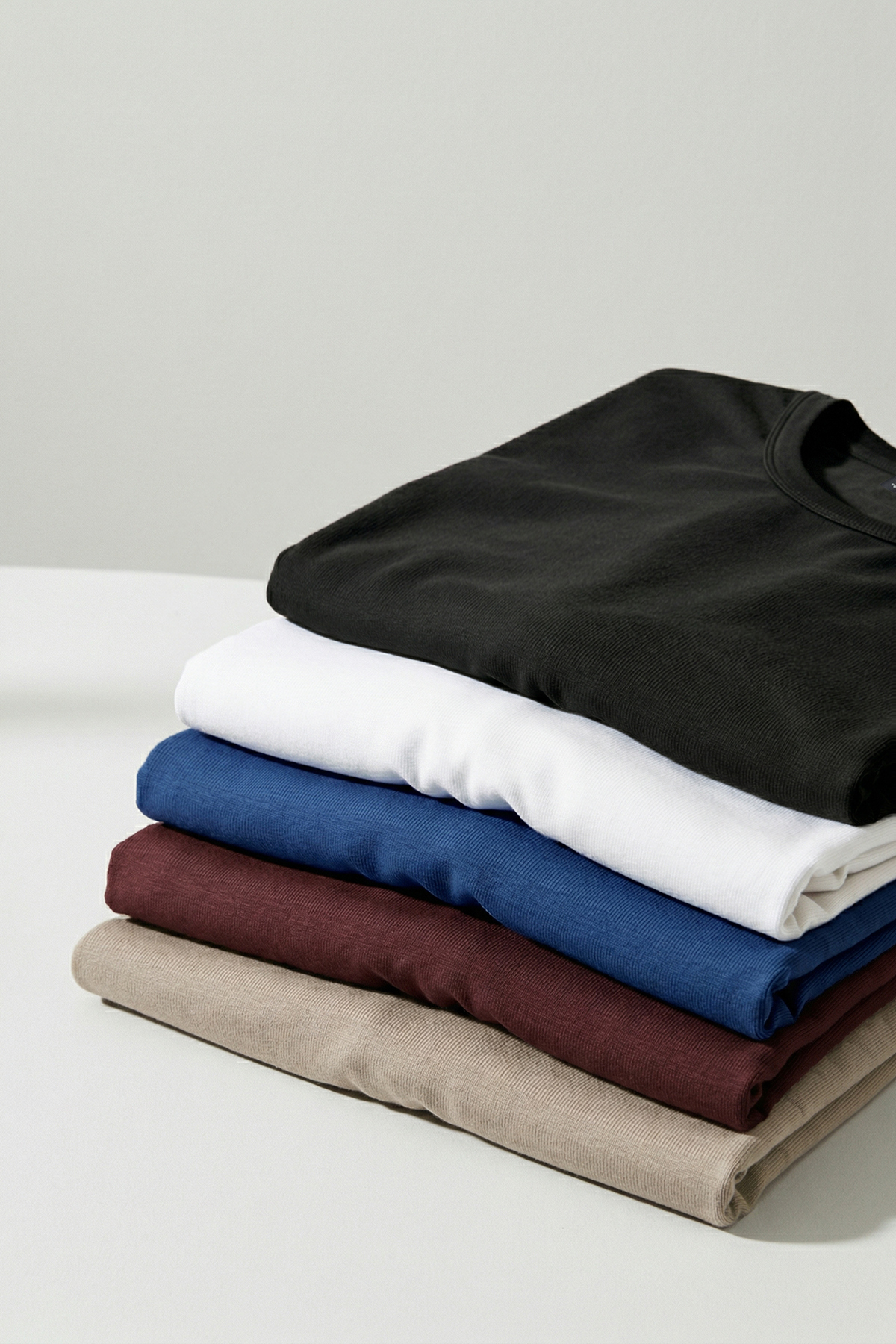 Trendyolmilla Man Unisex Siyah-Lacivert-Kahverengi-Vizon-Ekru Slim Kesim 5'li Paket %100 Pamuk T-shirt TMNAW20TS0243