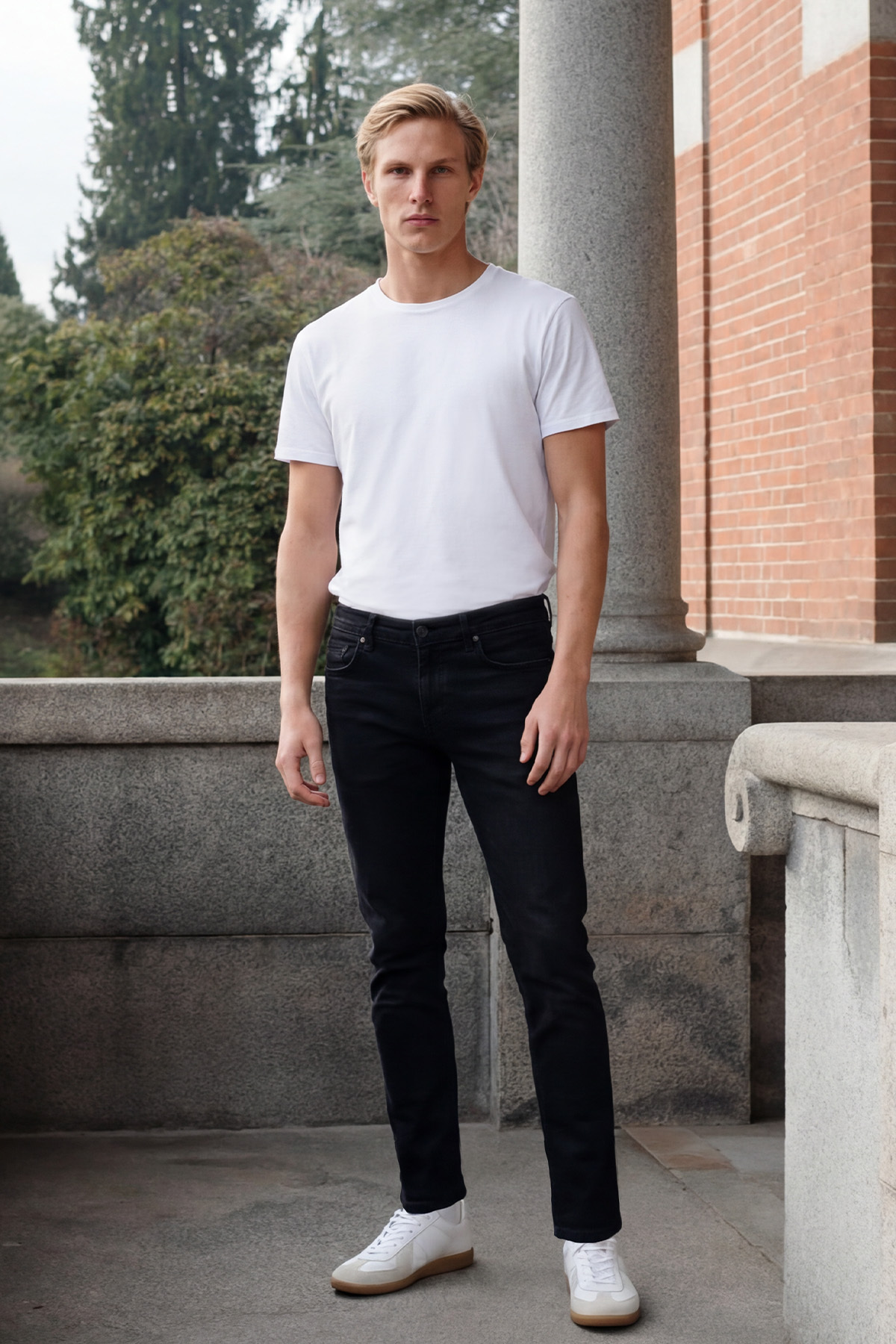 AC&Co / Altınyıldız Classics  Erkek Siyah Diz İzi Yapmayan Slim Fit Dar Kesim 5 Cep Pamuklu Kanvas Esnek Chino Pantolon - Görsel 5