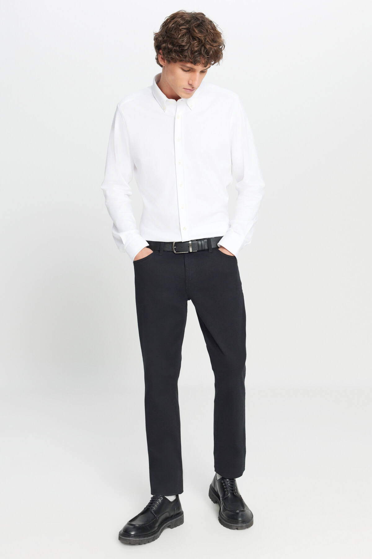 AC&Co / Altınyıldız Classics  Erkek Siyah Diz İzi Yapmayan Slim Fit Dar Kesim 5 Cep Pamuklu Kanvas Esnek Chino Pantolon - Görsel 8